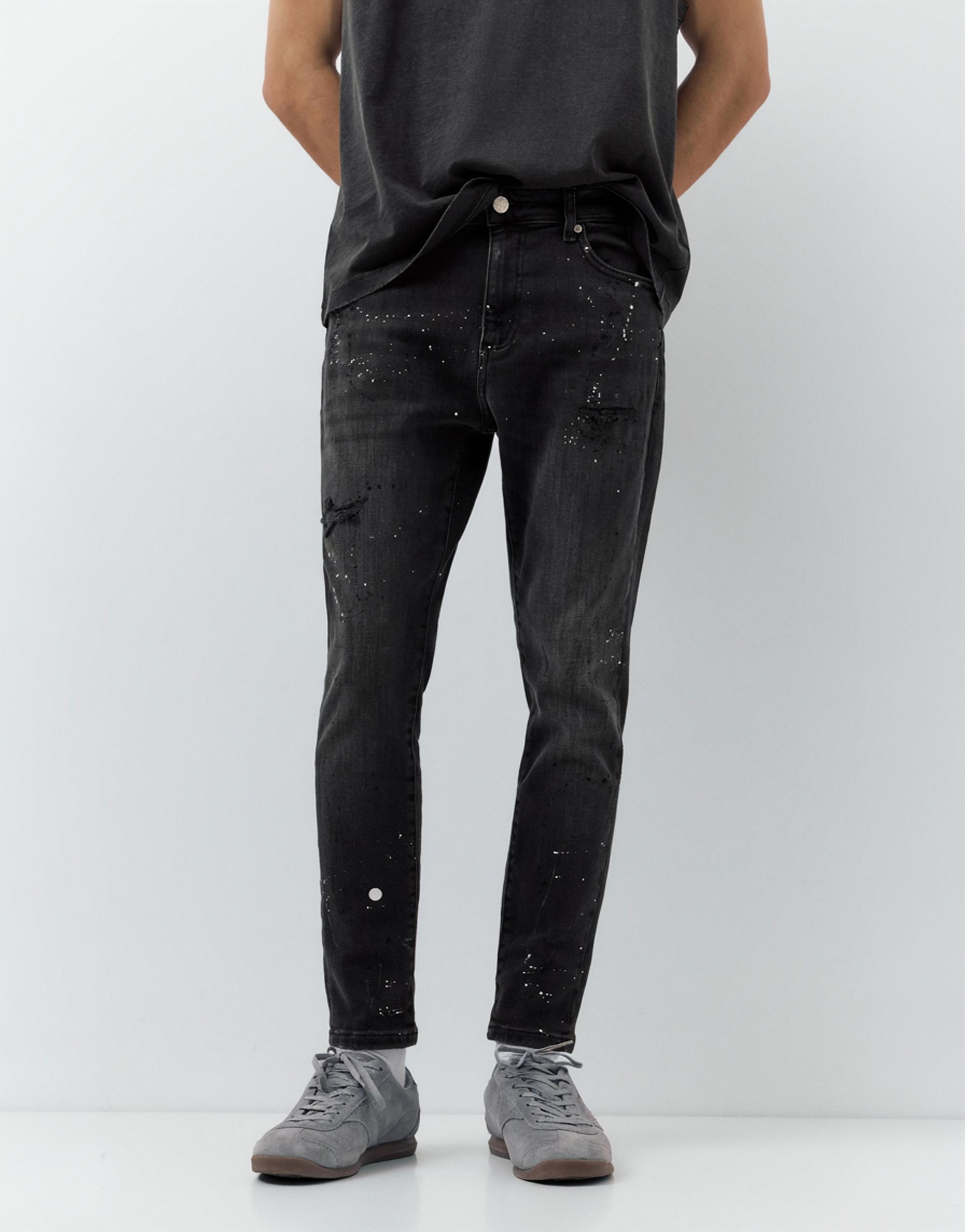Ripped skinny jeans — Faded black
