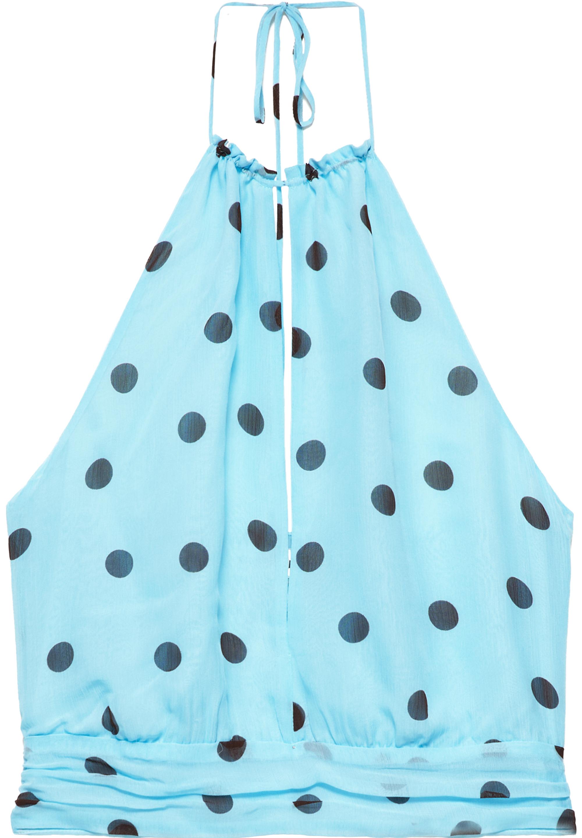 Polka dot halter top with cut-out