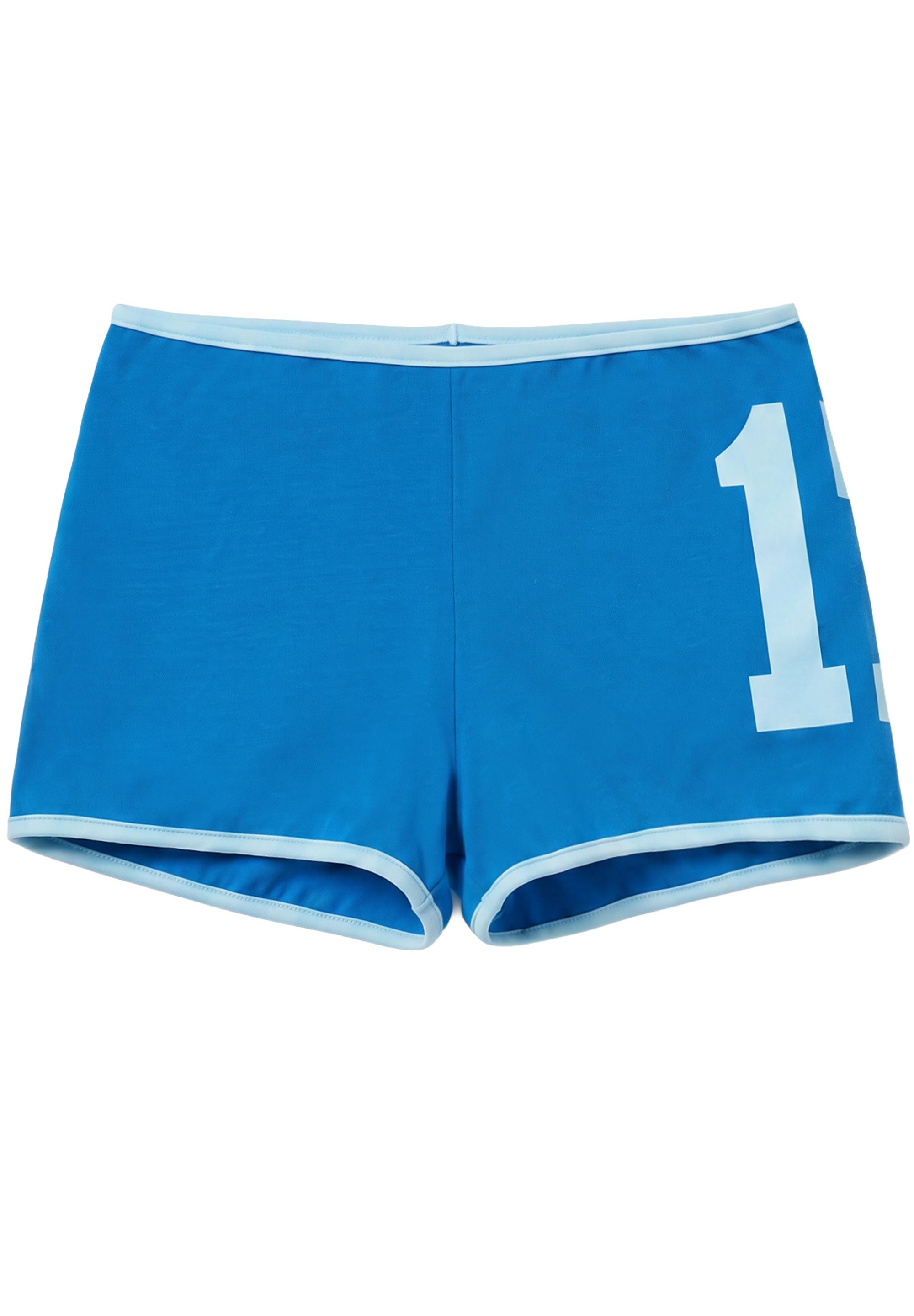 Argentina graphic ribbed mini shorts — Blue