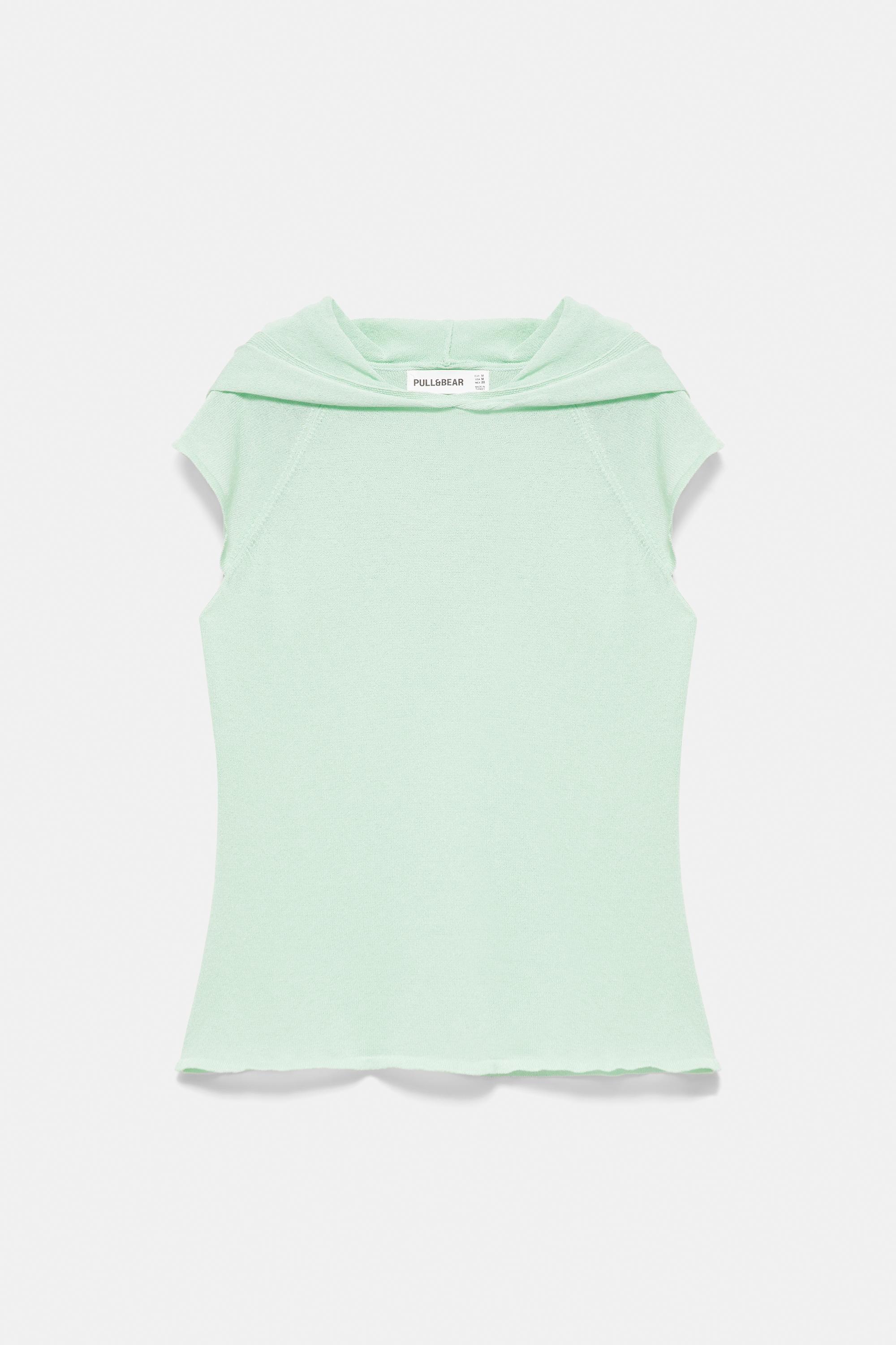 Fine knit hooded T-shirt — Mint
