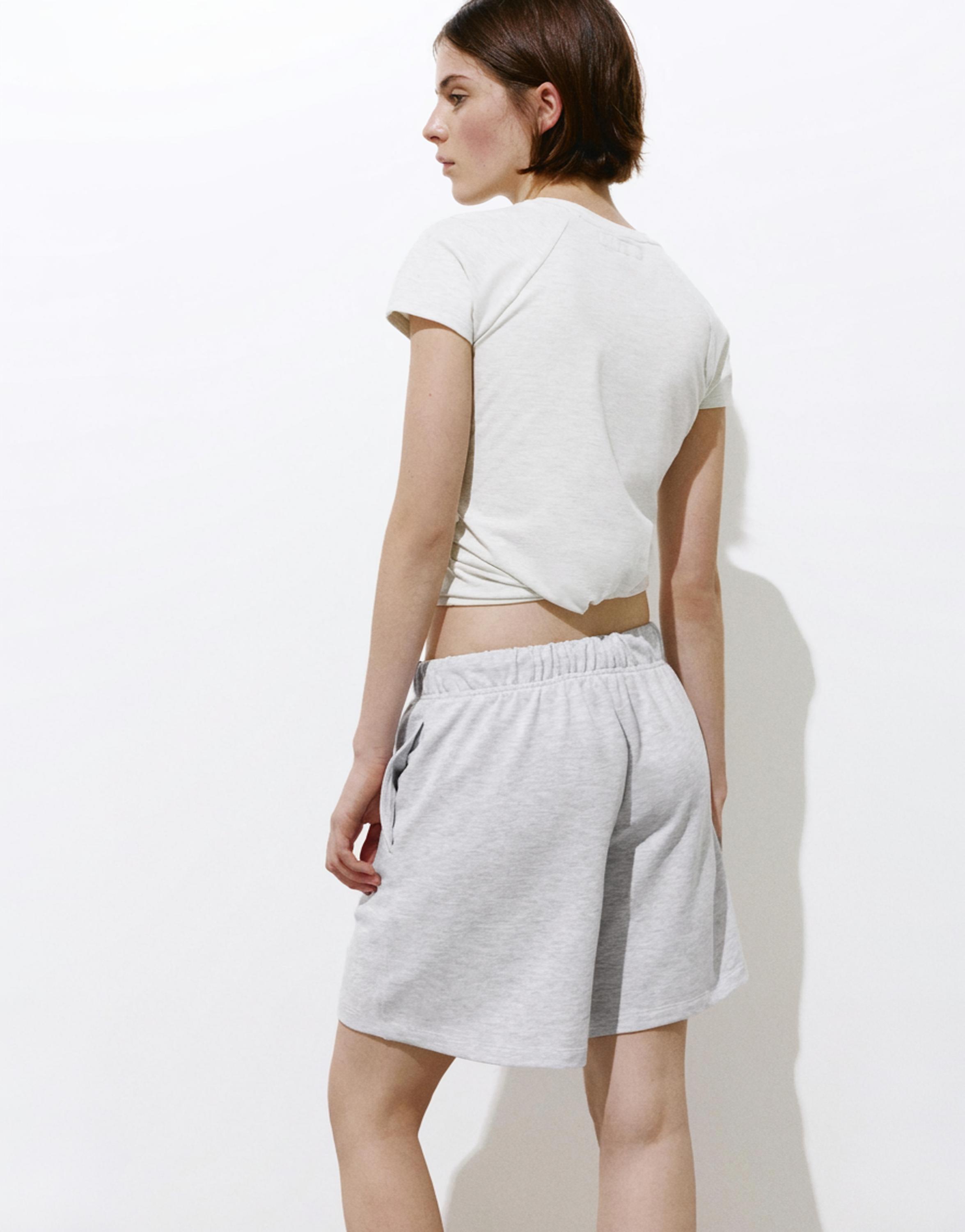 Bermuda shorts with elasticated waistband — Grey marl