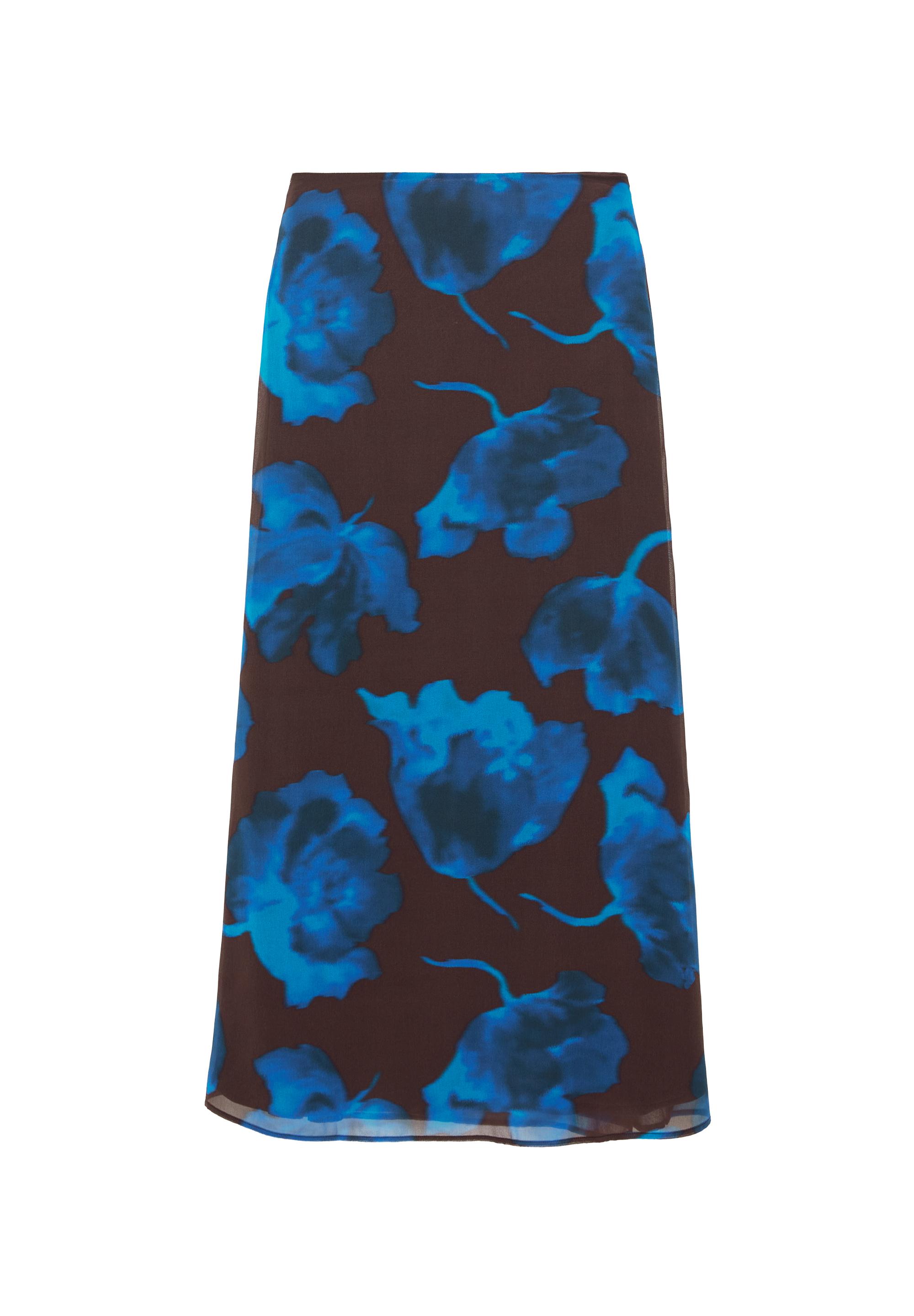 Floral midi skirt — Brown/Blue