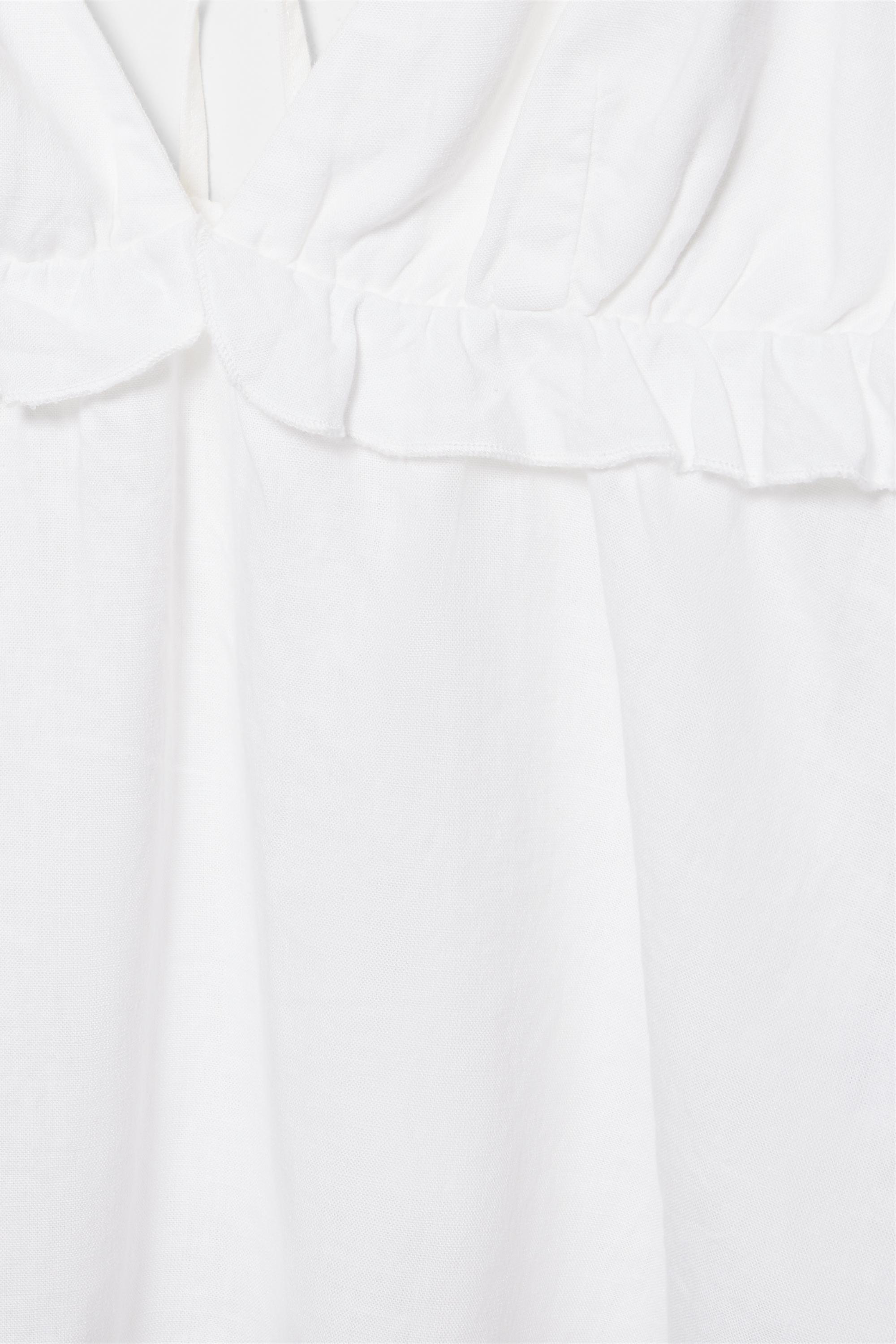 Ruffled linen top — White