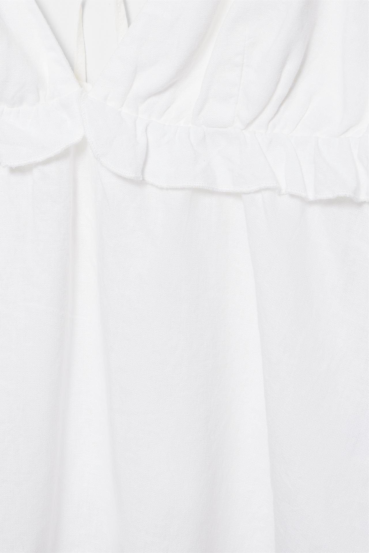 Ruffled linen top — White