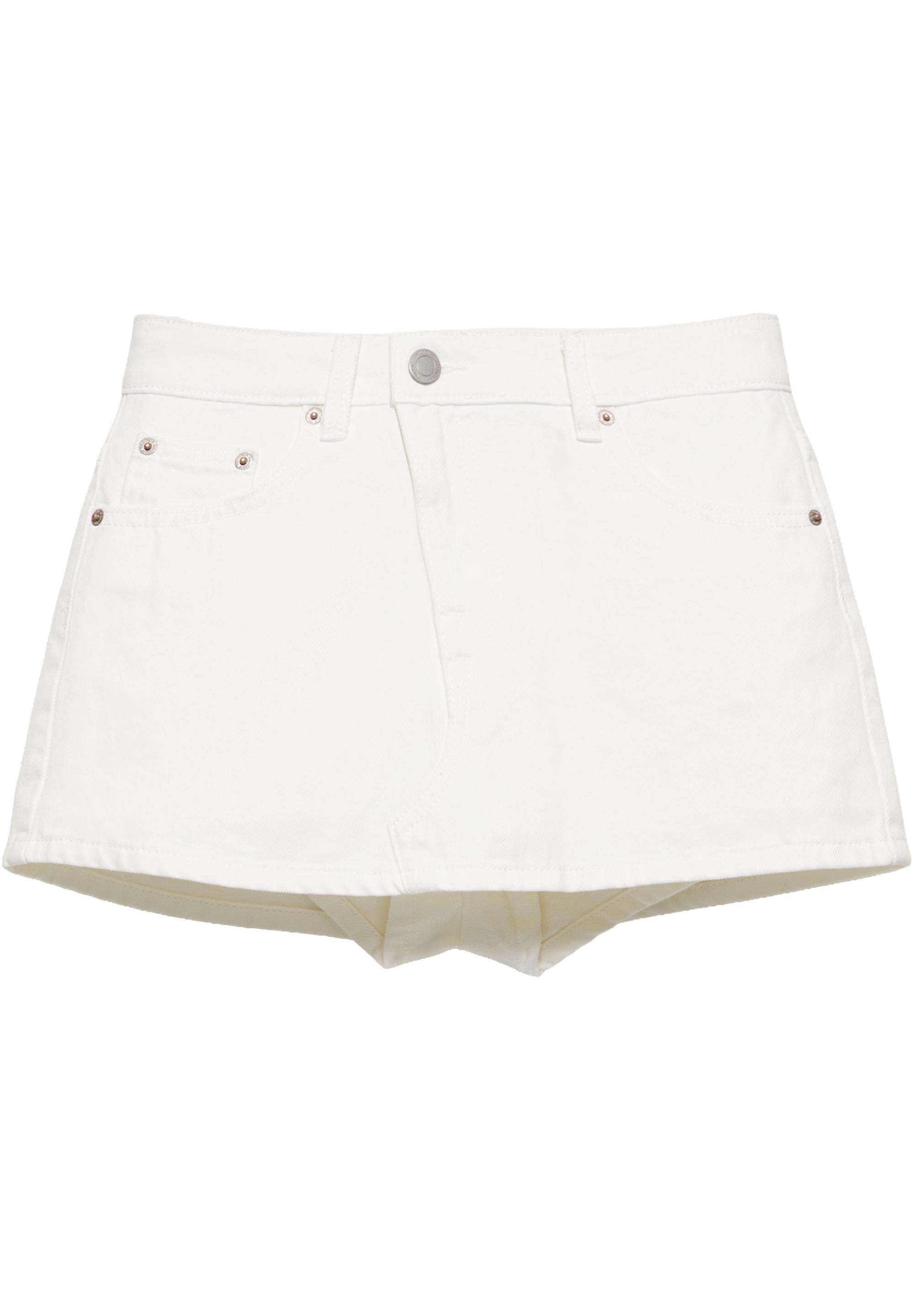 Cross-waist denim skort — White