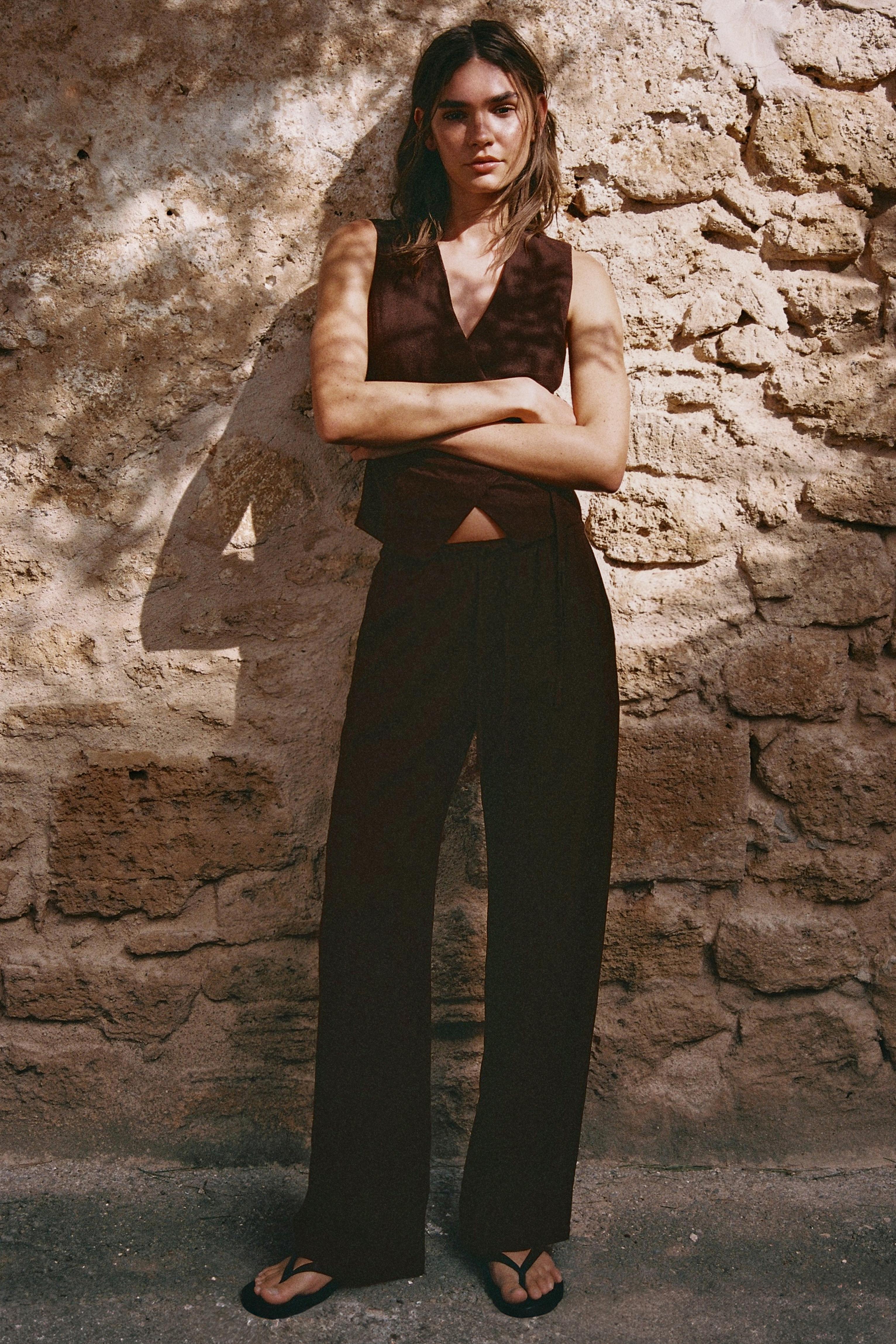 Pantaloni Morbidi Con Lino