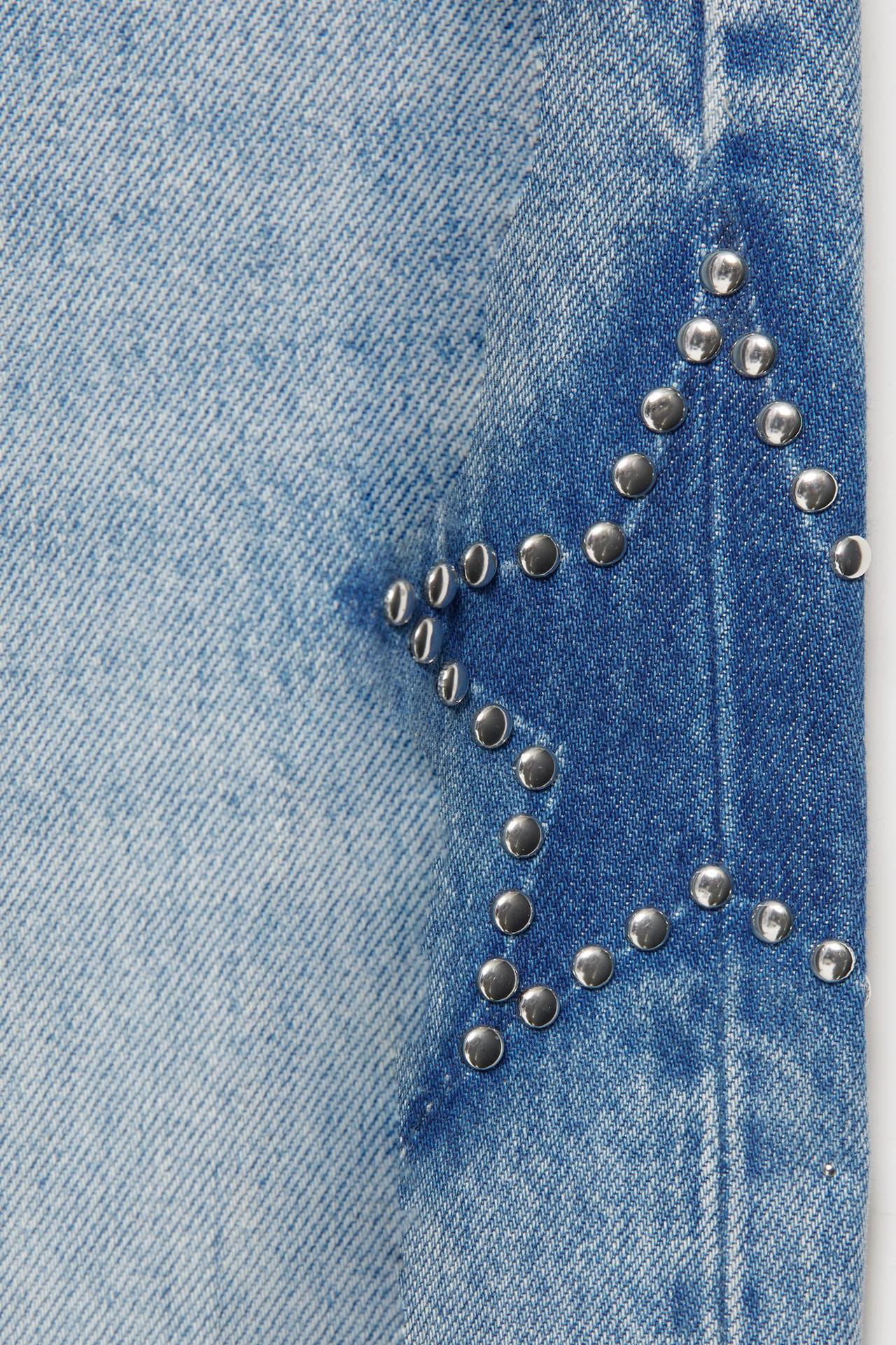 Wide-leg star stud jeans — Medium blue