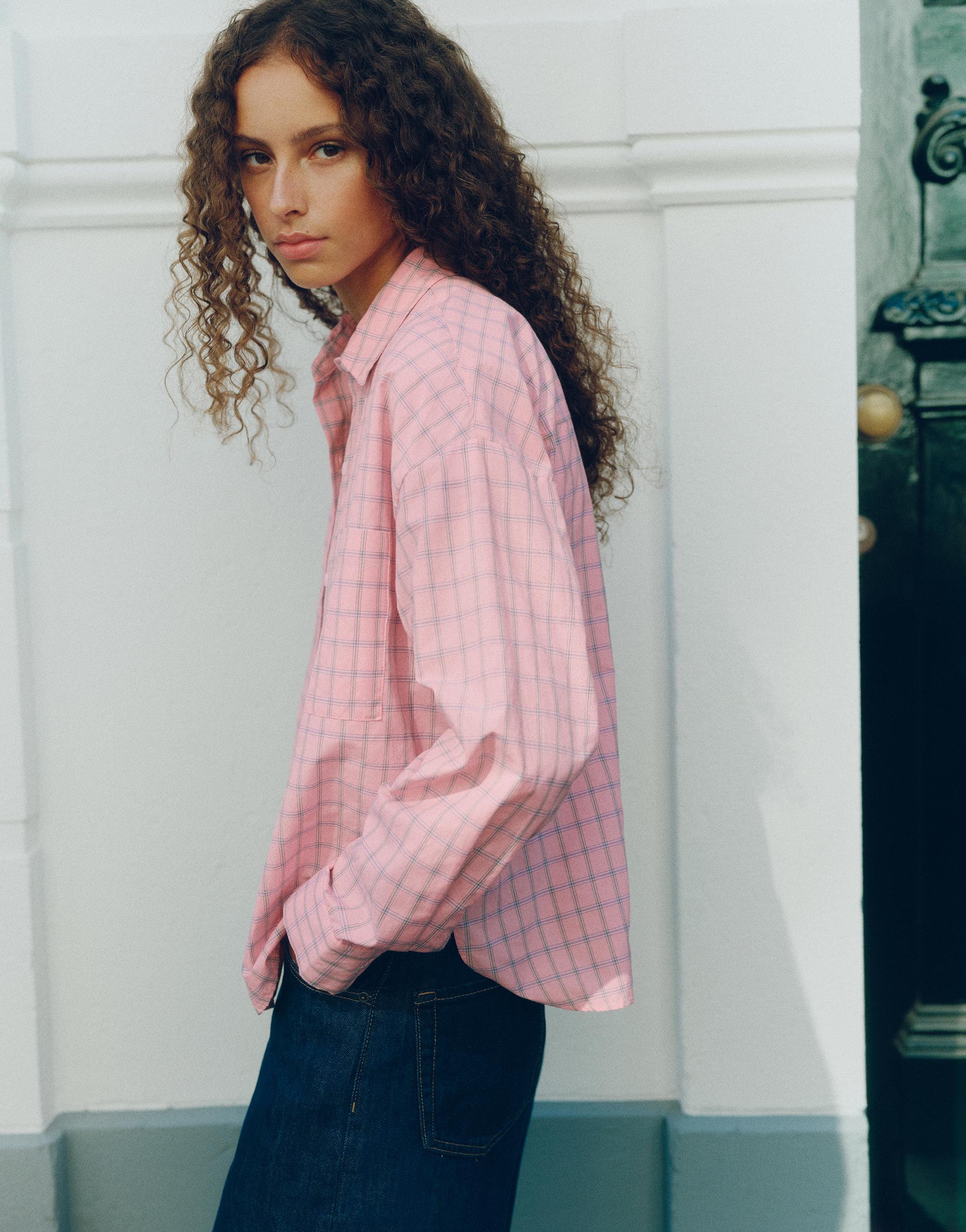 Check pocket shirt — Pink