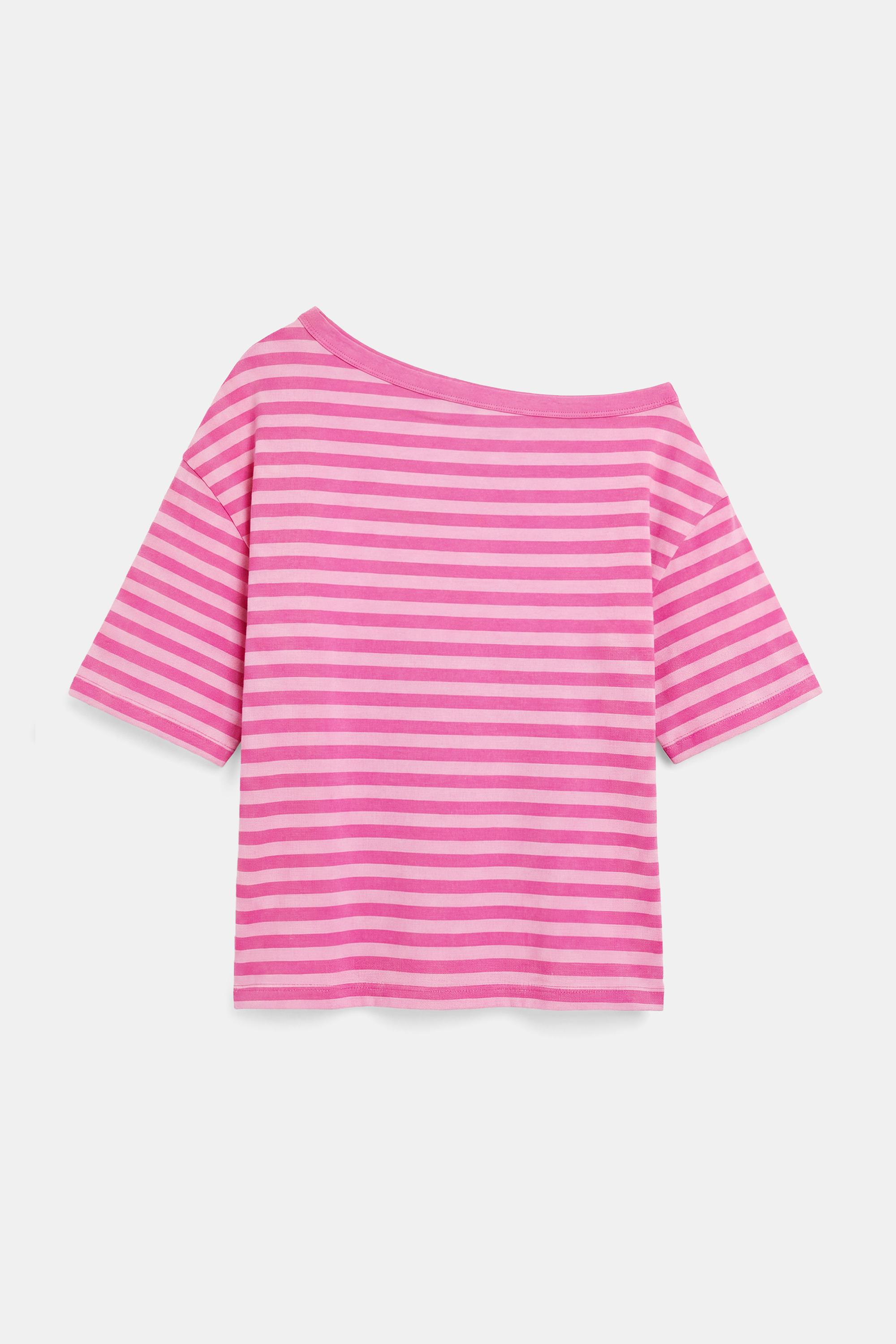 Asymmetric short sleeve T-shirt — Striped