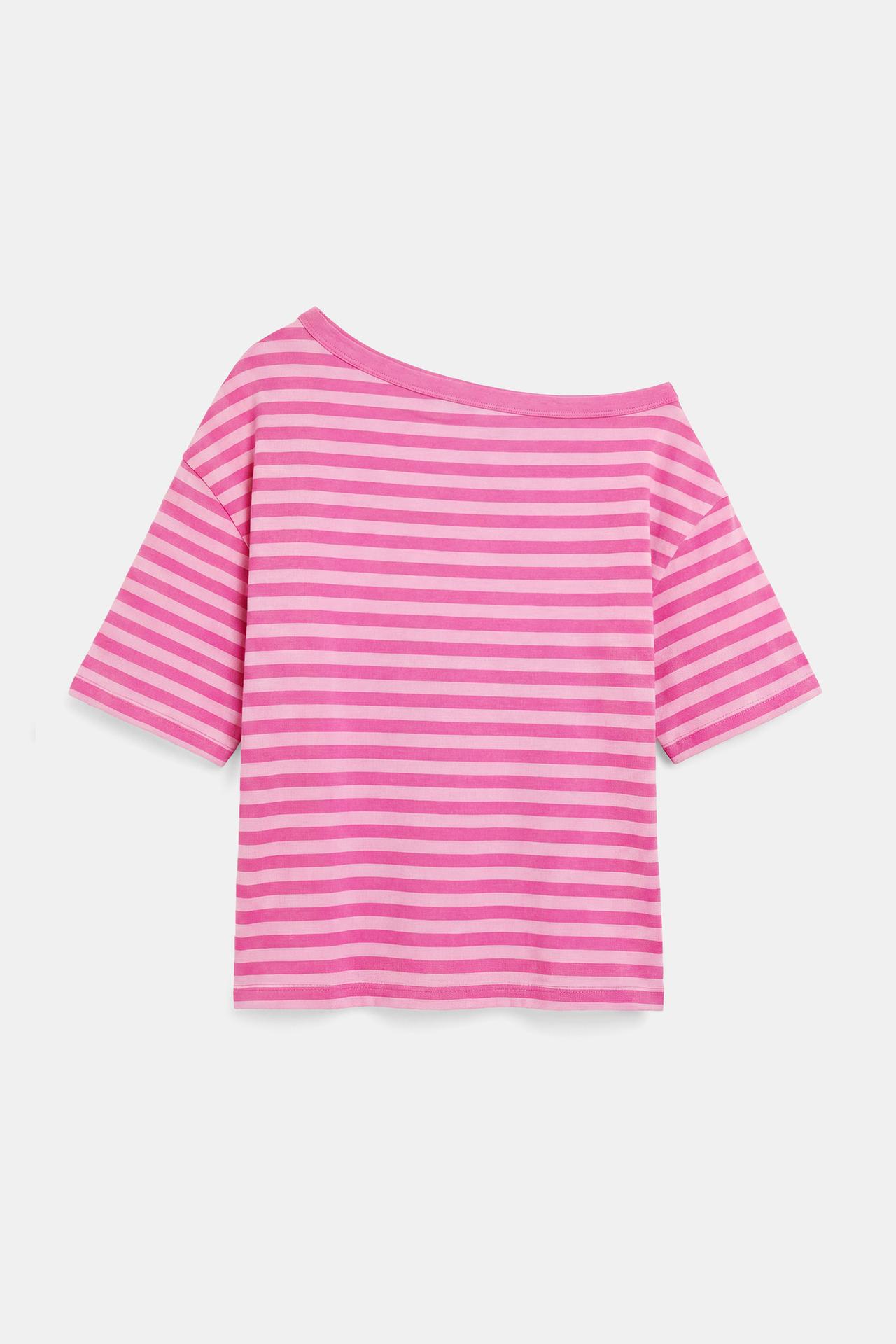 Asymmetric short sleeve T-shirt — Striped