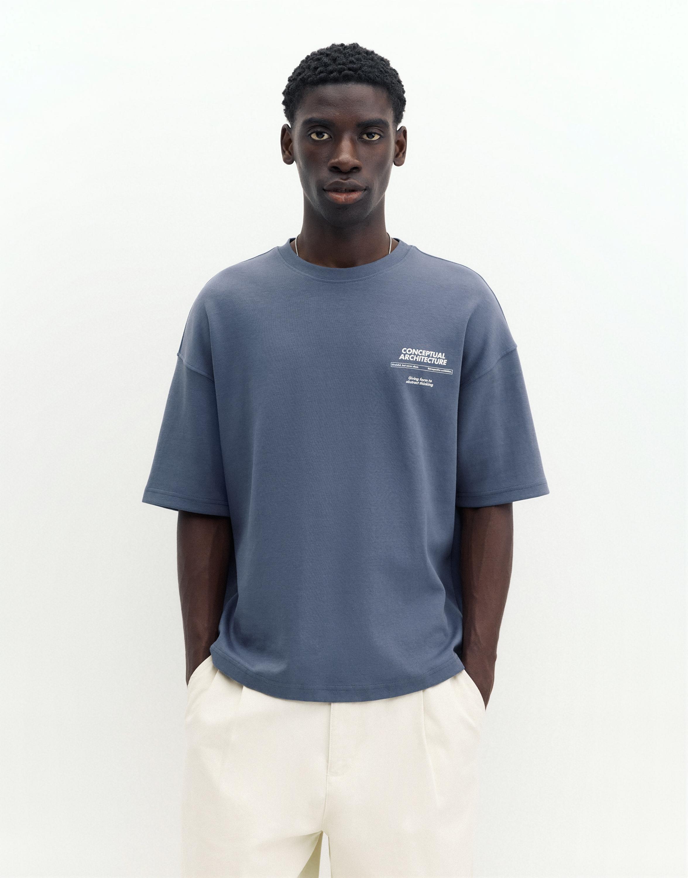 Short sleeve graphic sweatshirt — Indigo blue
