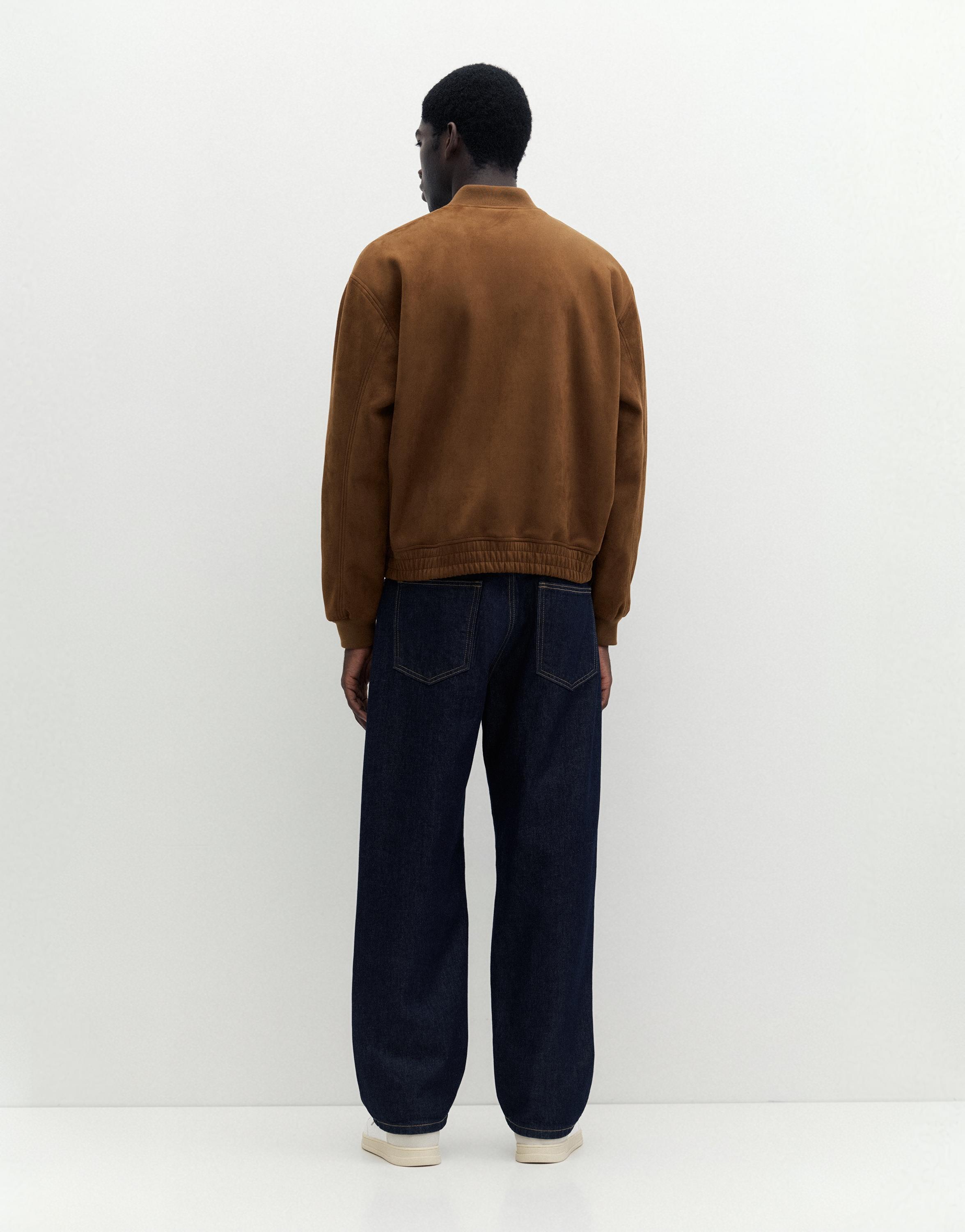 Faux suede bomber jacket — Brown