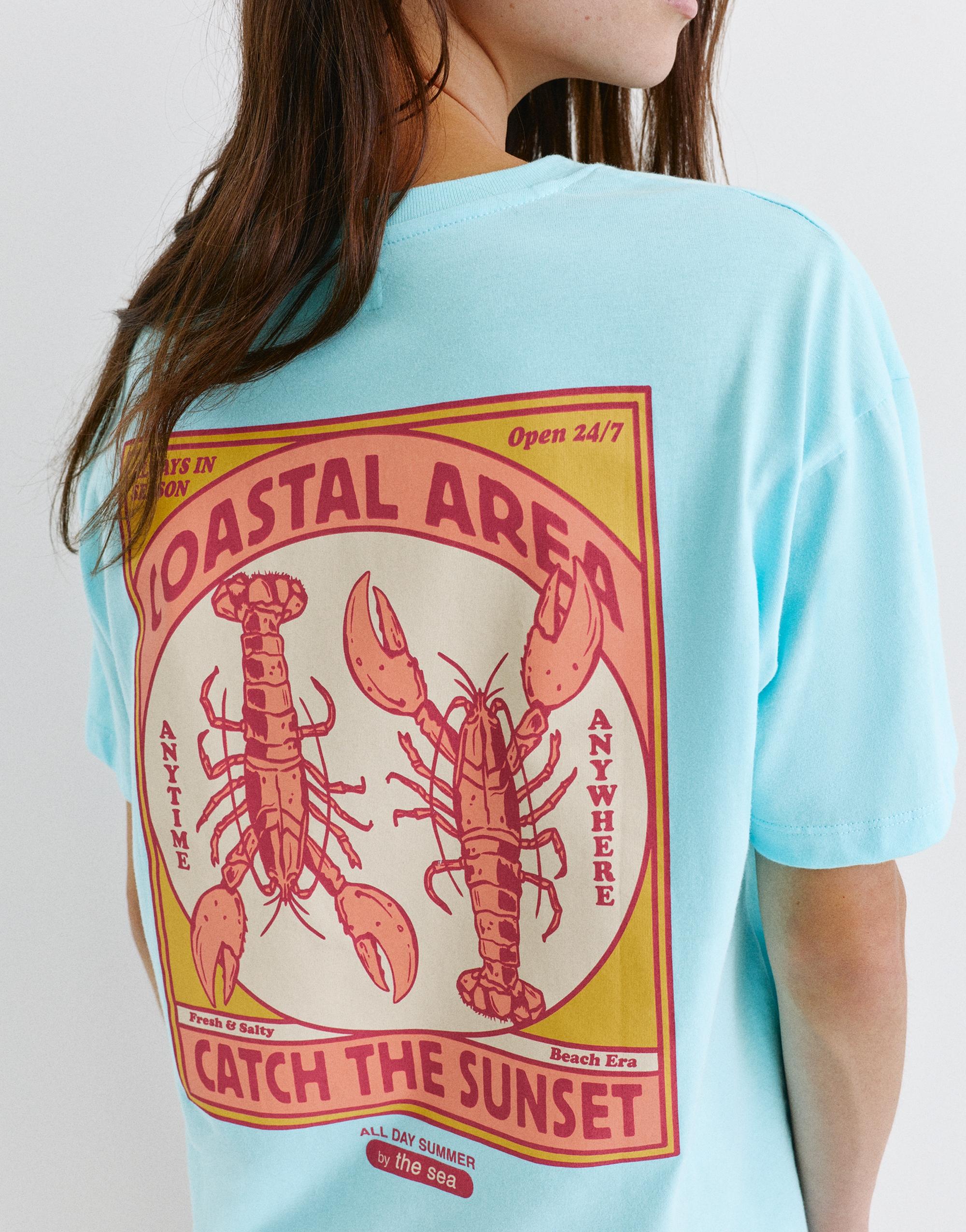 Lobster graphic T-shirt — Turquoise