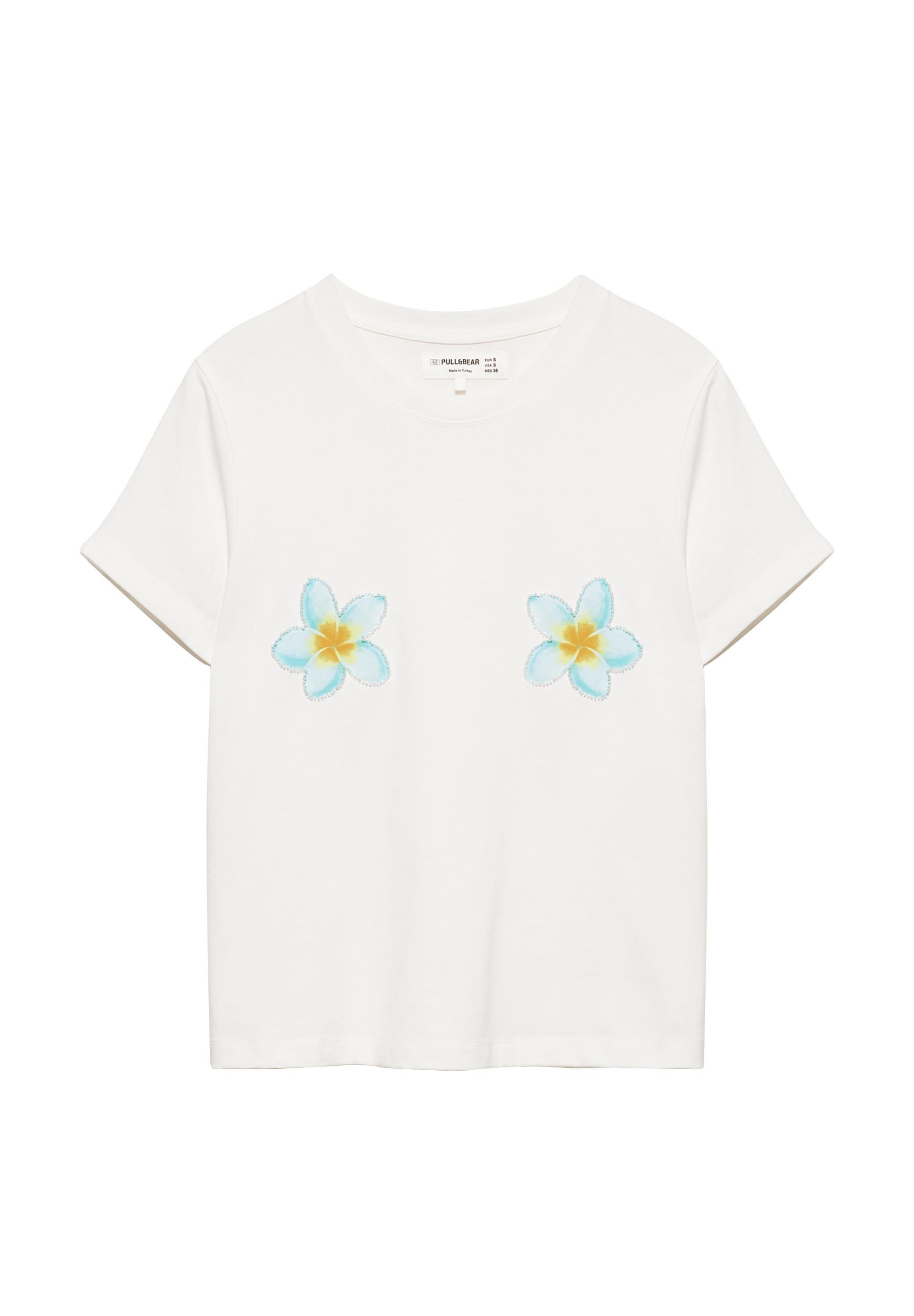 Tahiti floral T-shirt — Ice