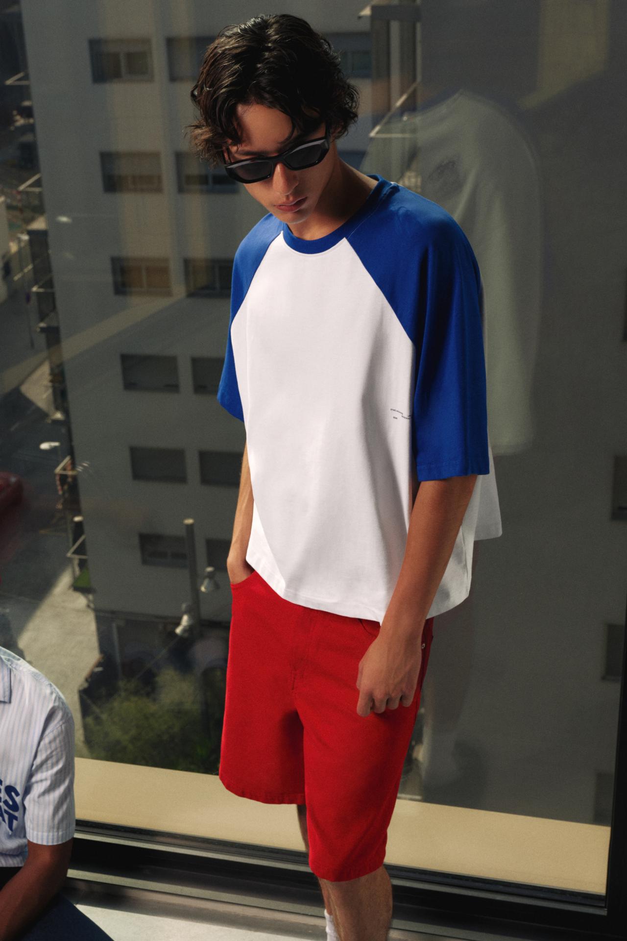 Baggy denim Bermuda shorts — Red