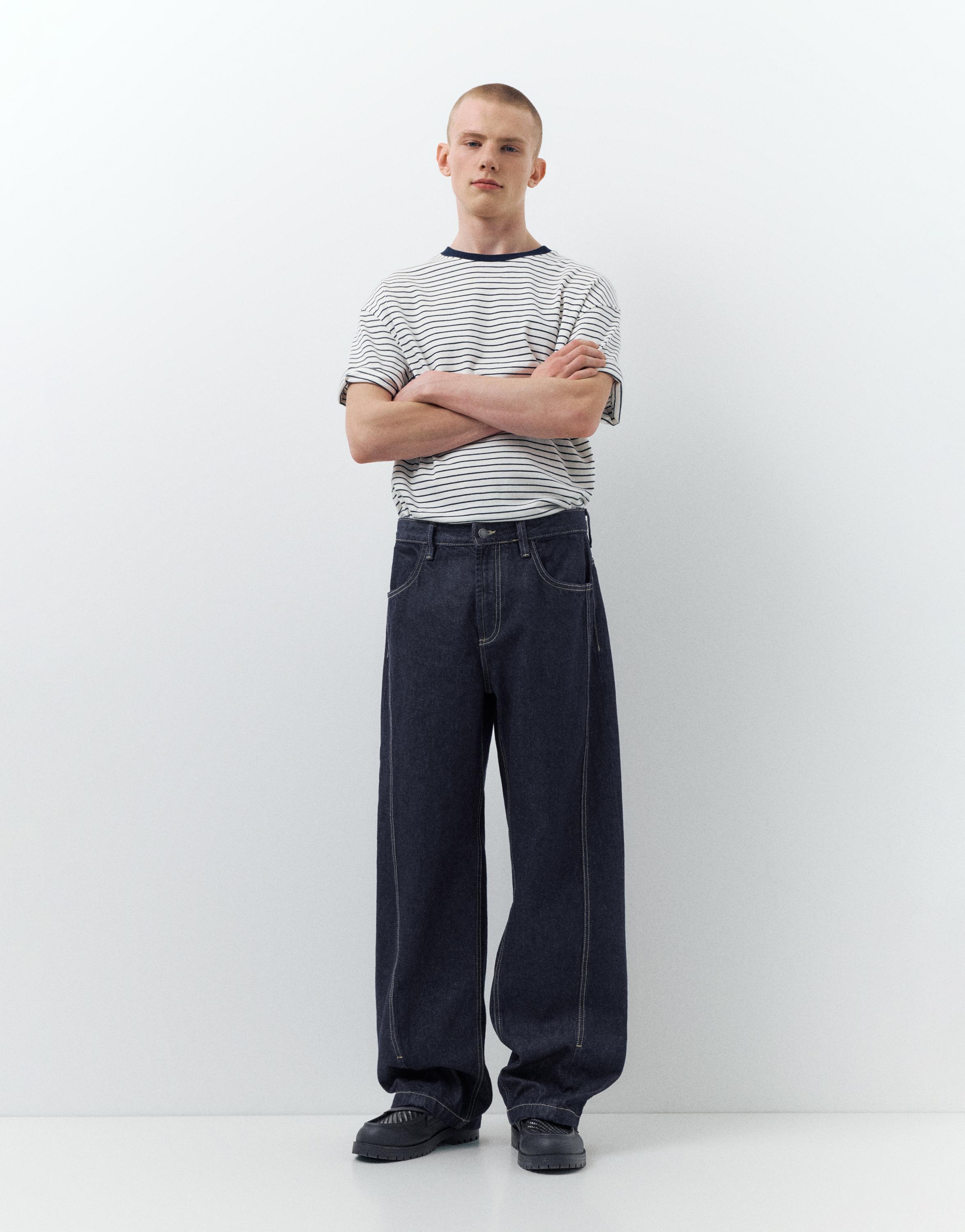 Dikişli bol kesim jean - Görsel 11