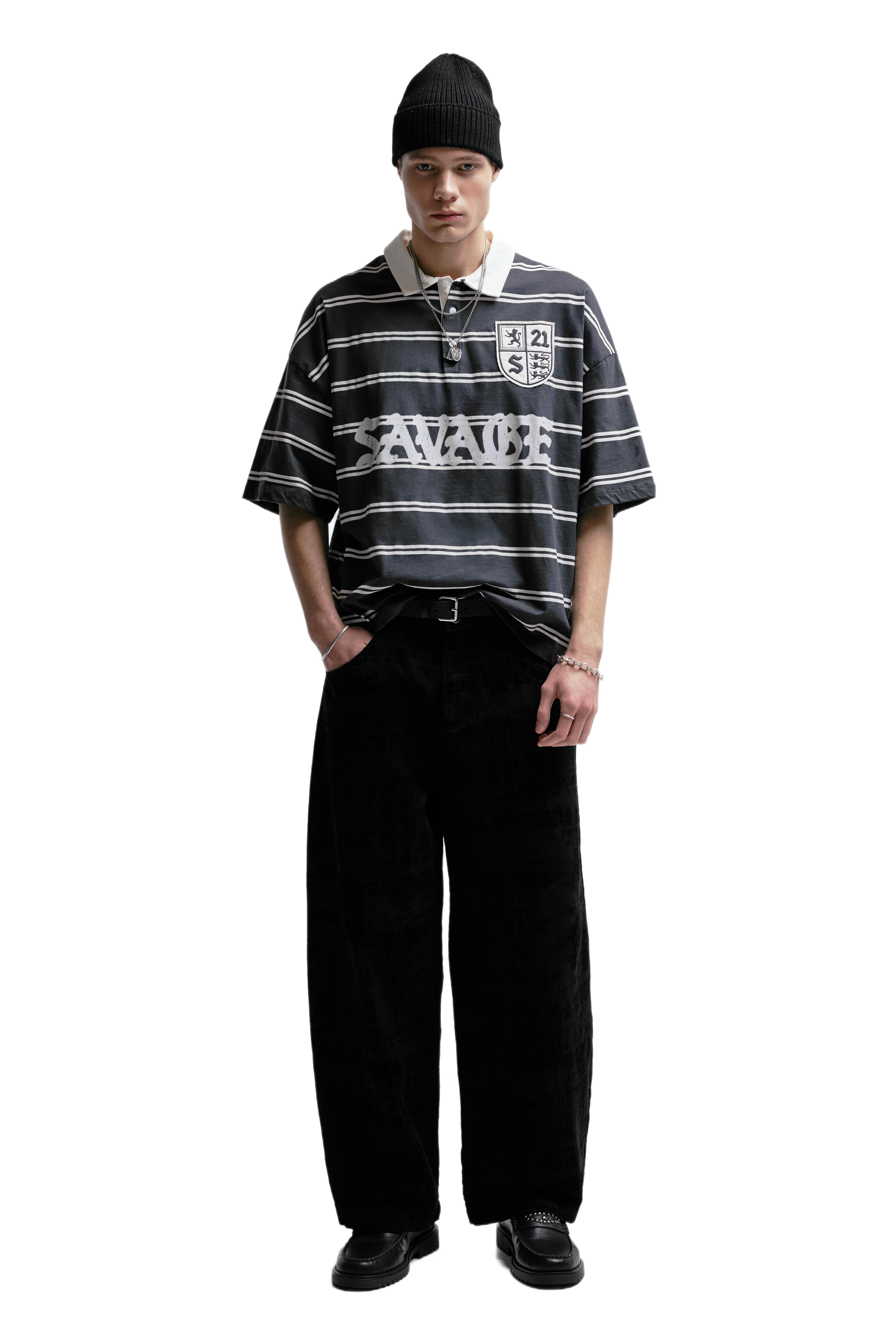 21 Savage çizgili polo t-shirt - Görsel 16