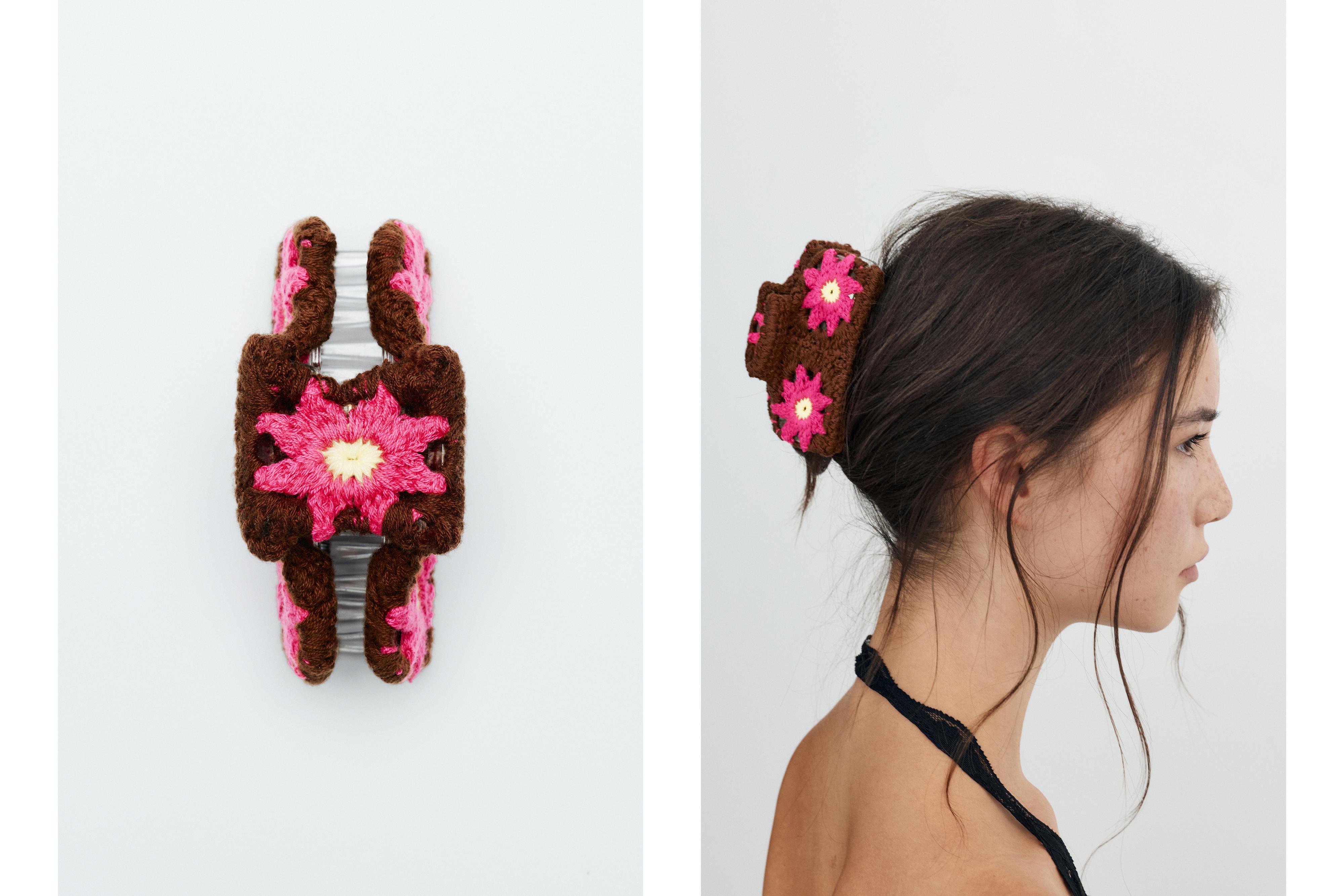 Crochet hair clip — Brown