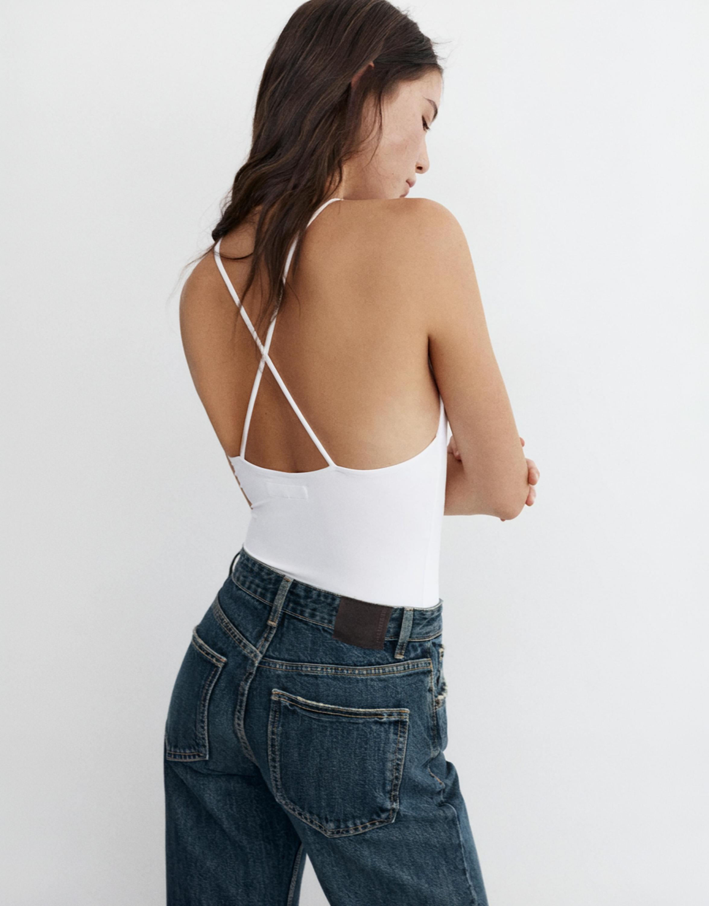 Halter strappy bodysuit — White