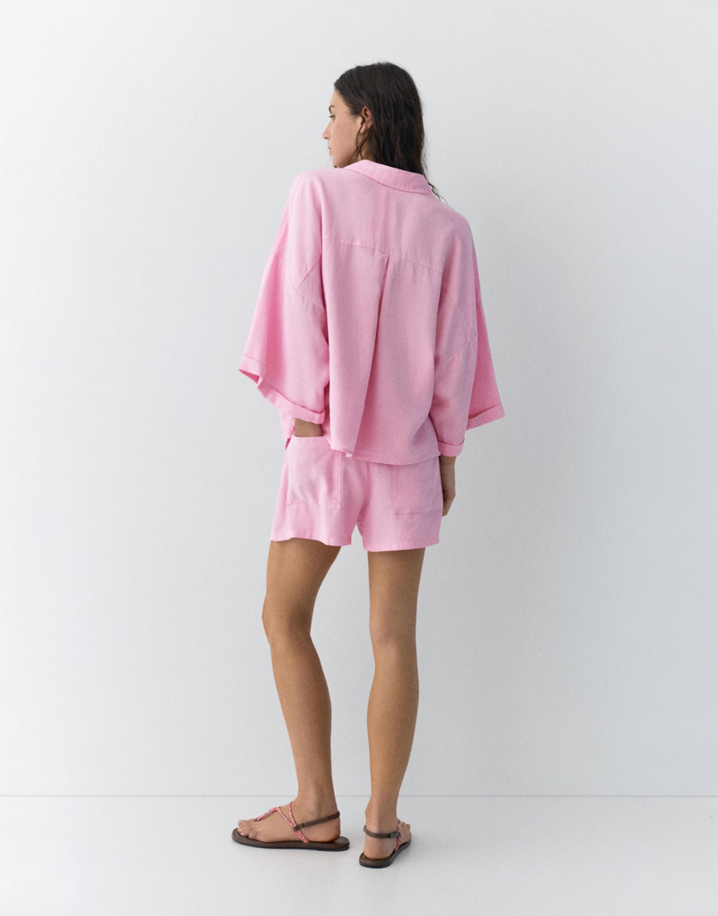 Linen blend shirt — Pink