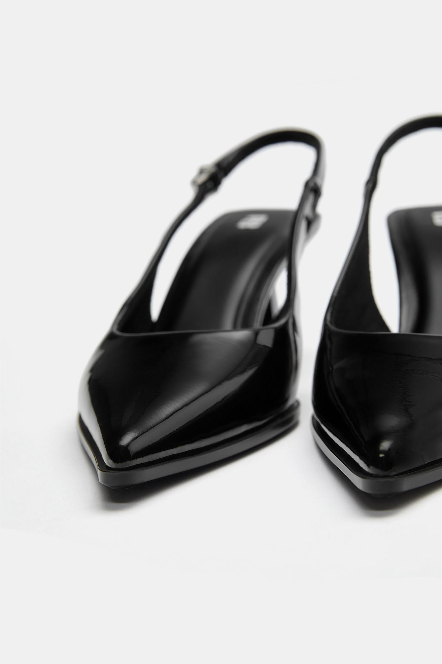 Patent slingback heels — Black