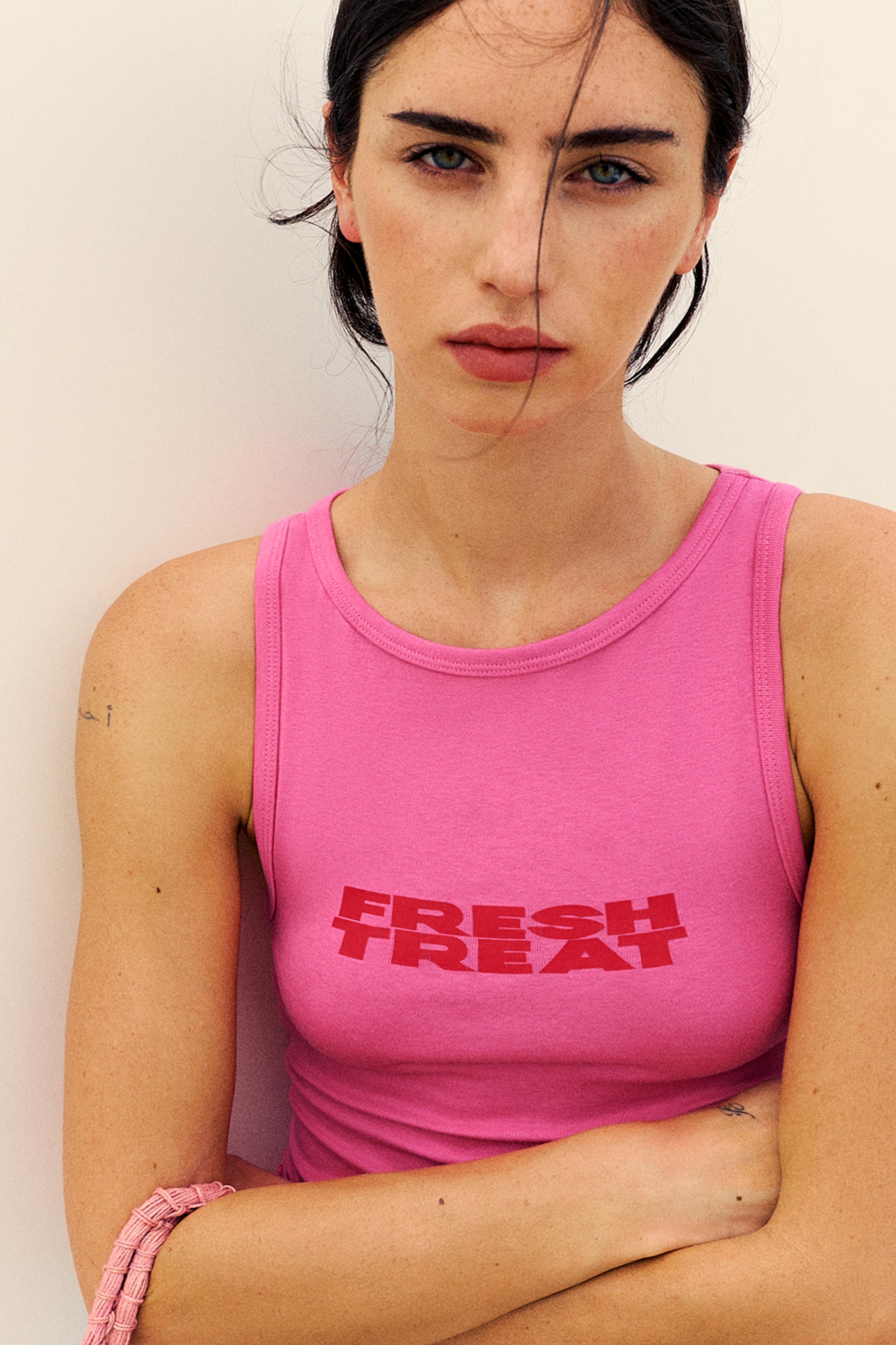 Pink graphic tank top — Pink