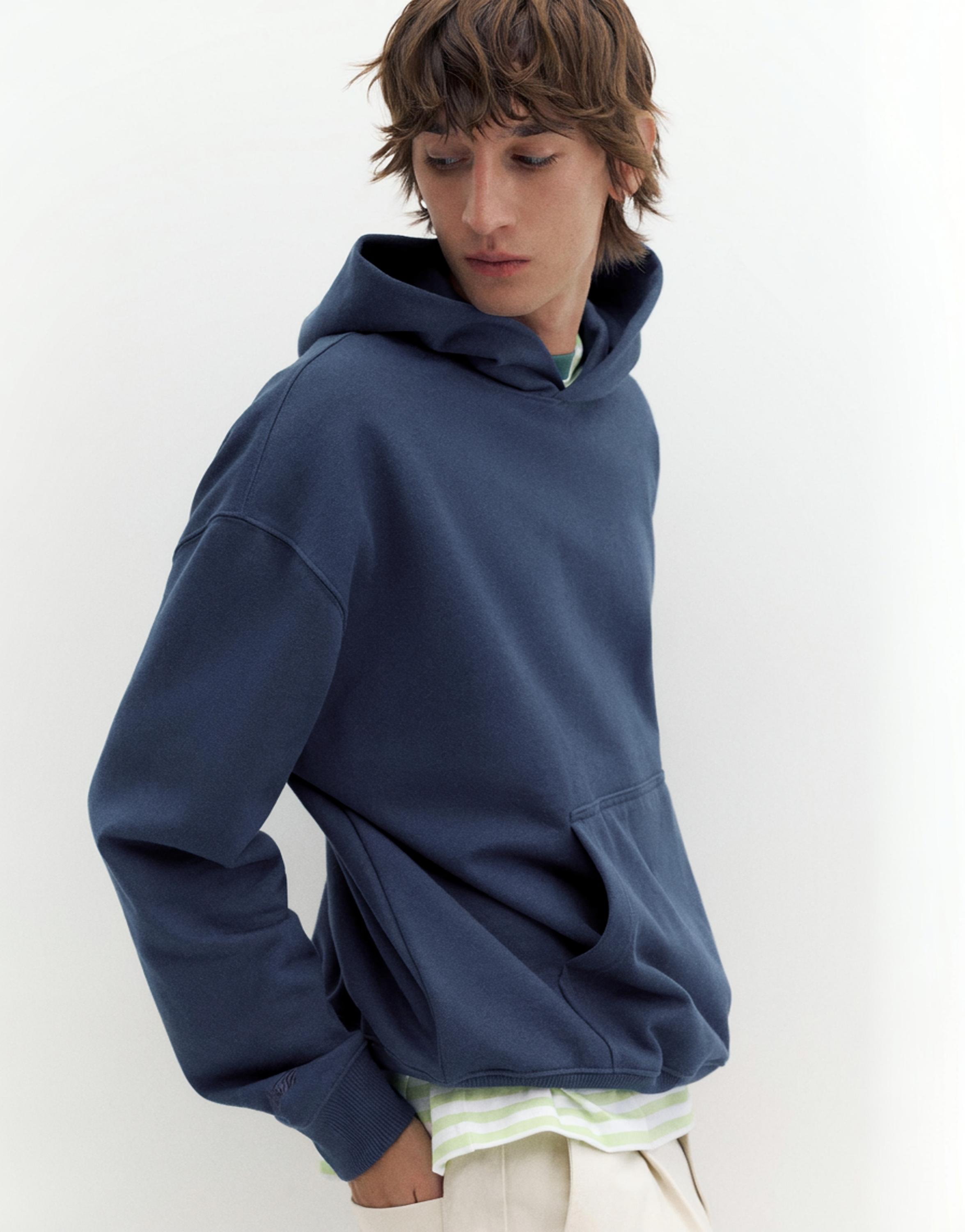 STWD boxy-fit logo hoodie — Blue