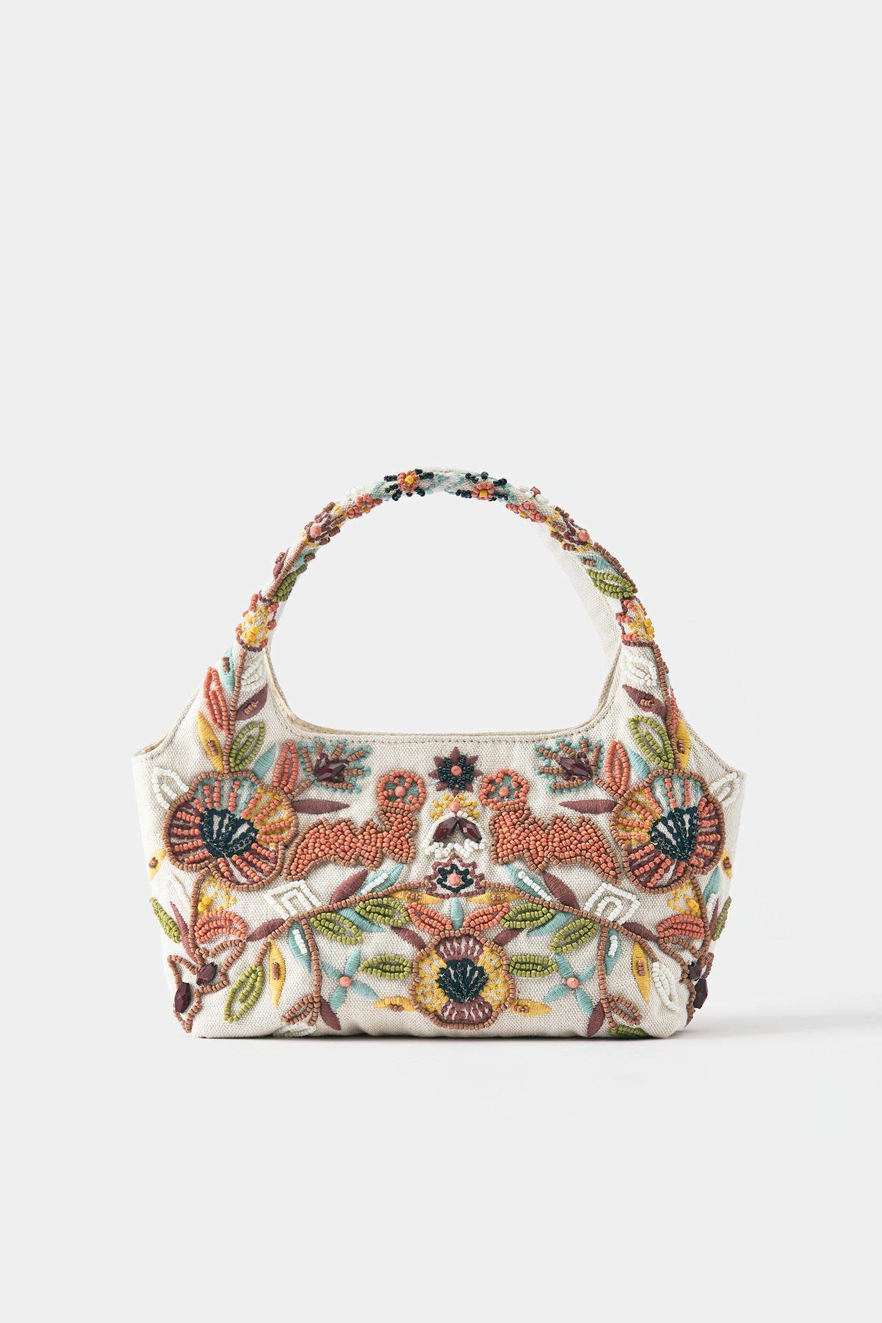 Beaded handbag — Ecru