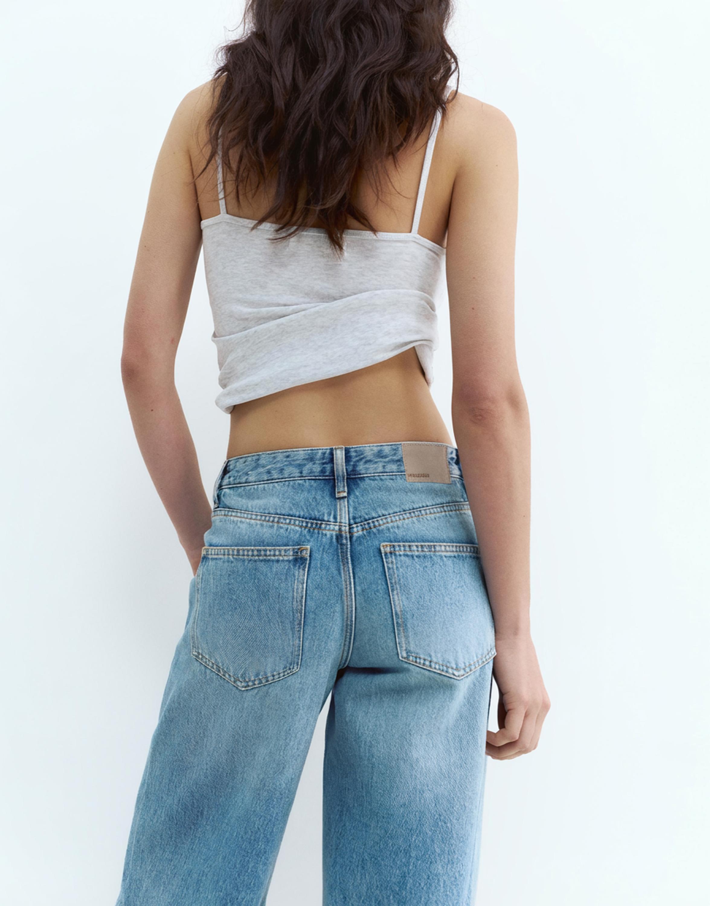 Low-rise wide-leg jeans — Medium blue