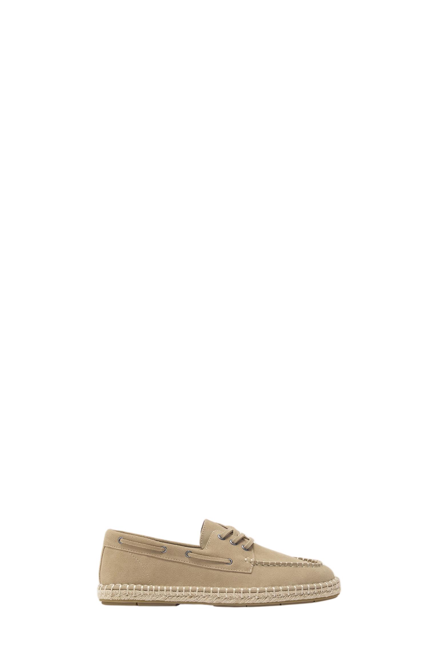 Leather jute boat shoes — Ecru