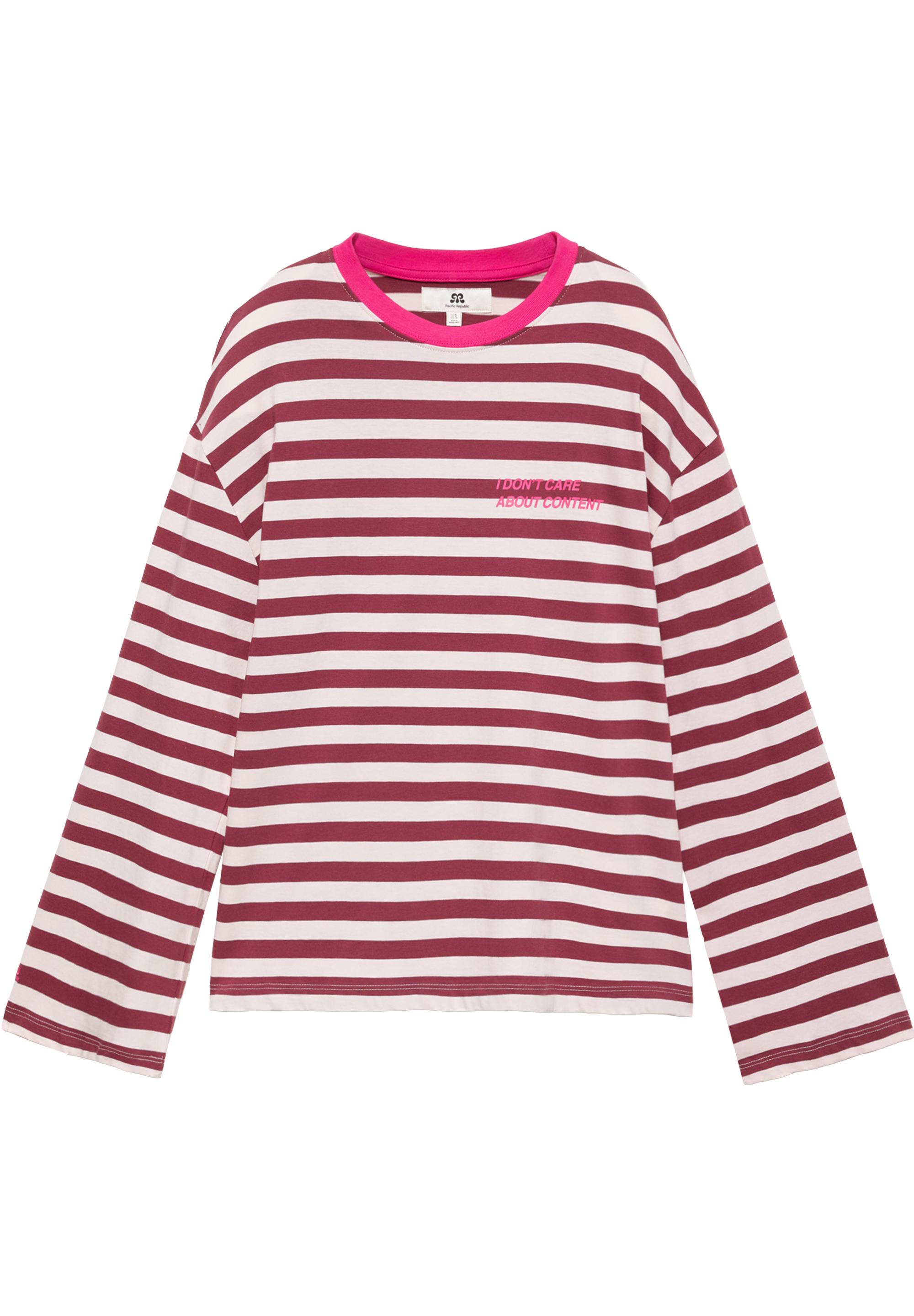 Oversize striped slogan T-shirt — Pale pink