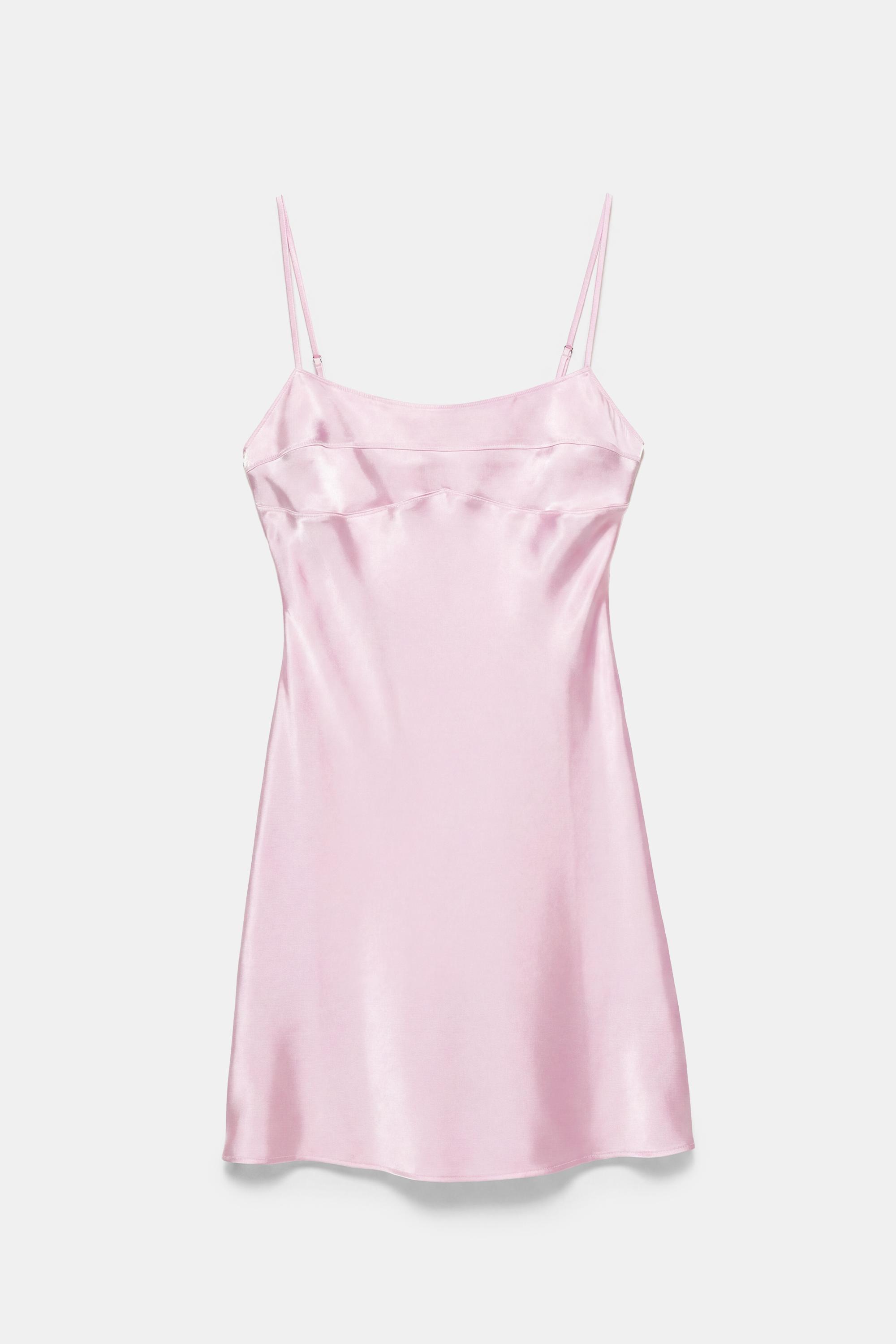 Short satin strappy dress — Pink