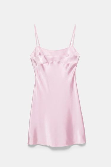 Short satin strappy dress — Pink 7