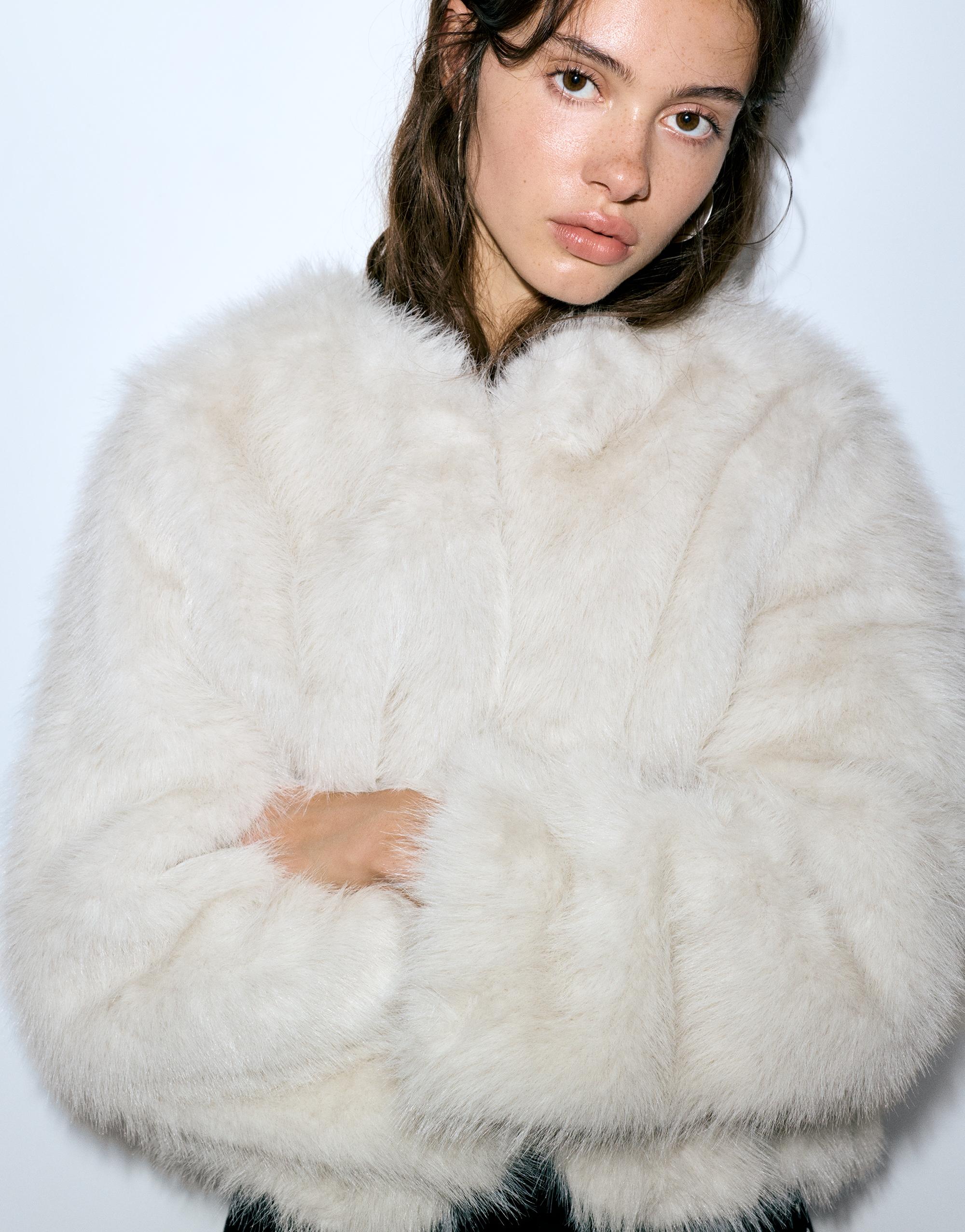 Suni kürk ceket - Görsel 9