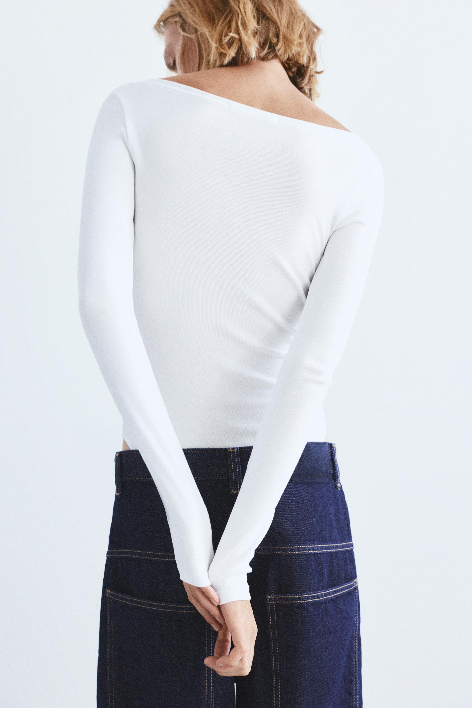 Long sleeve bodysuit — White
