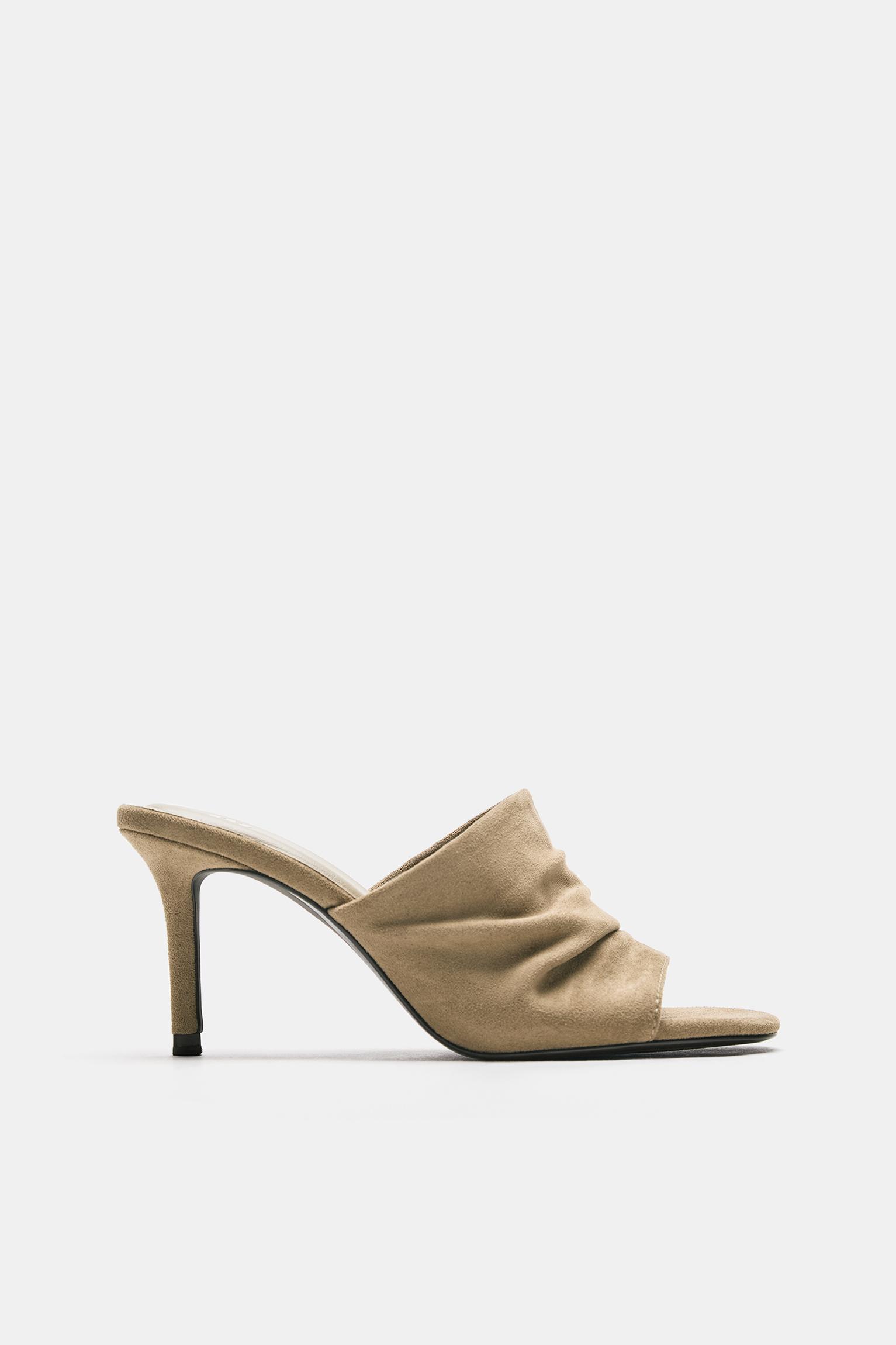 Gathered high-heel sandals — Sand