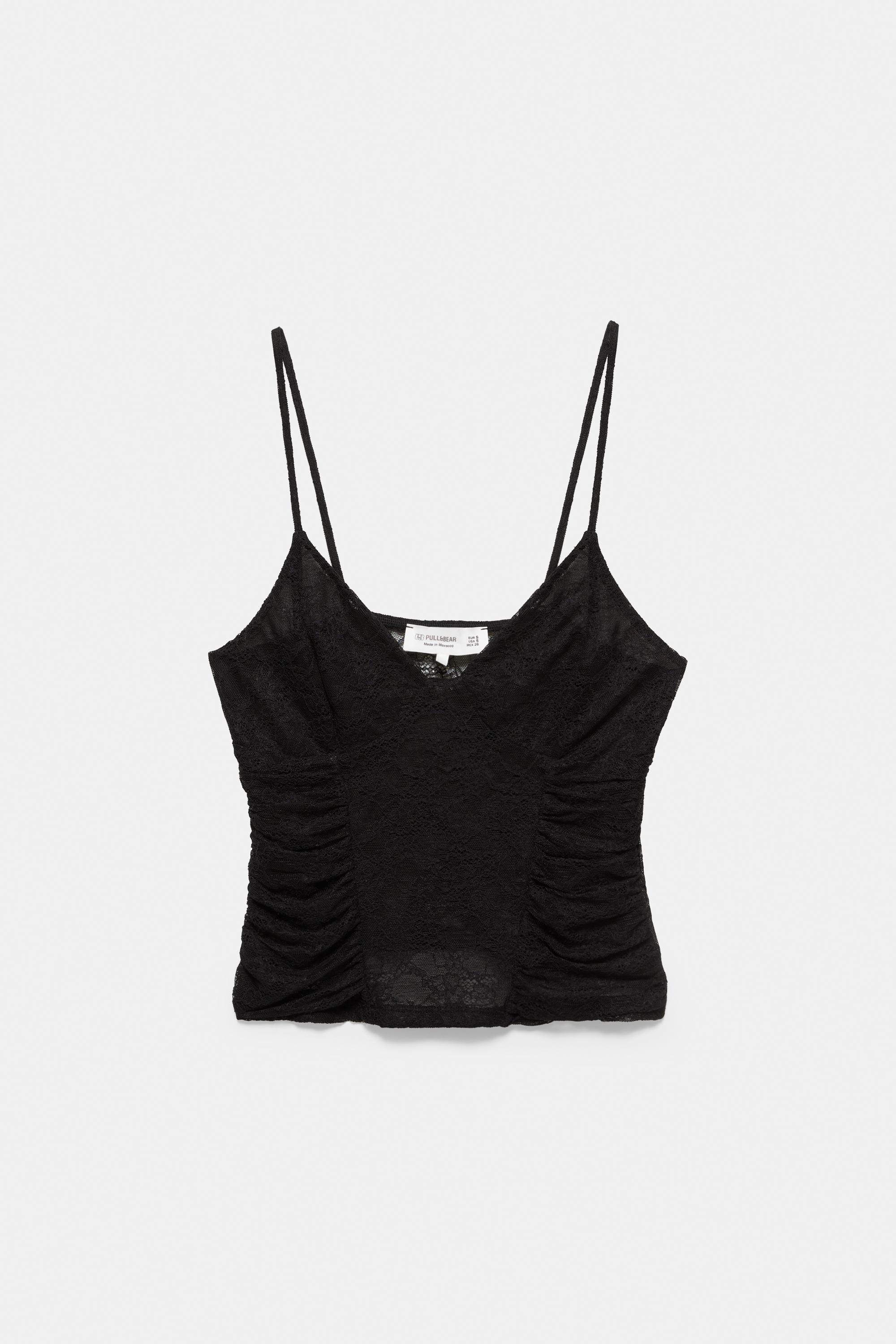 Lace corsetry-inspired top — Black