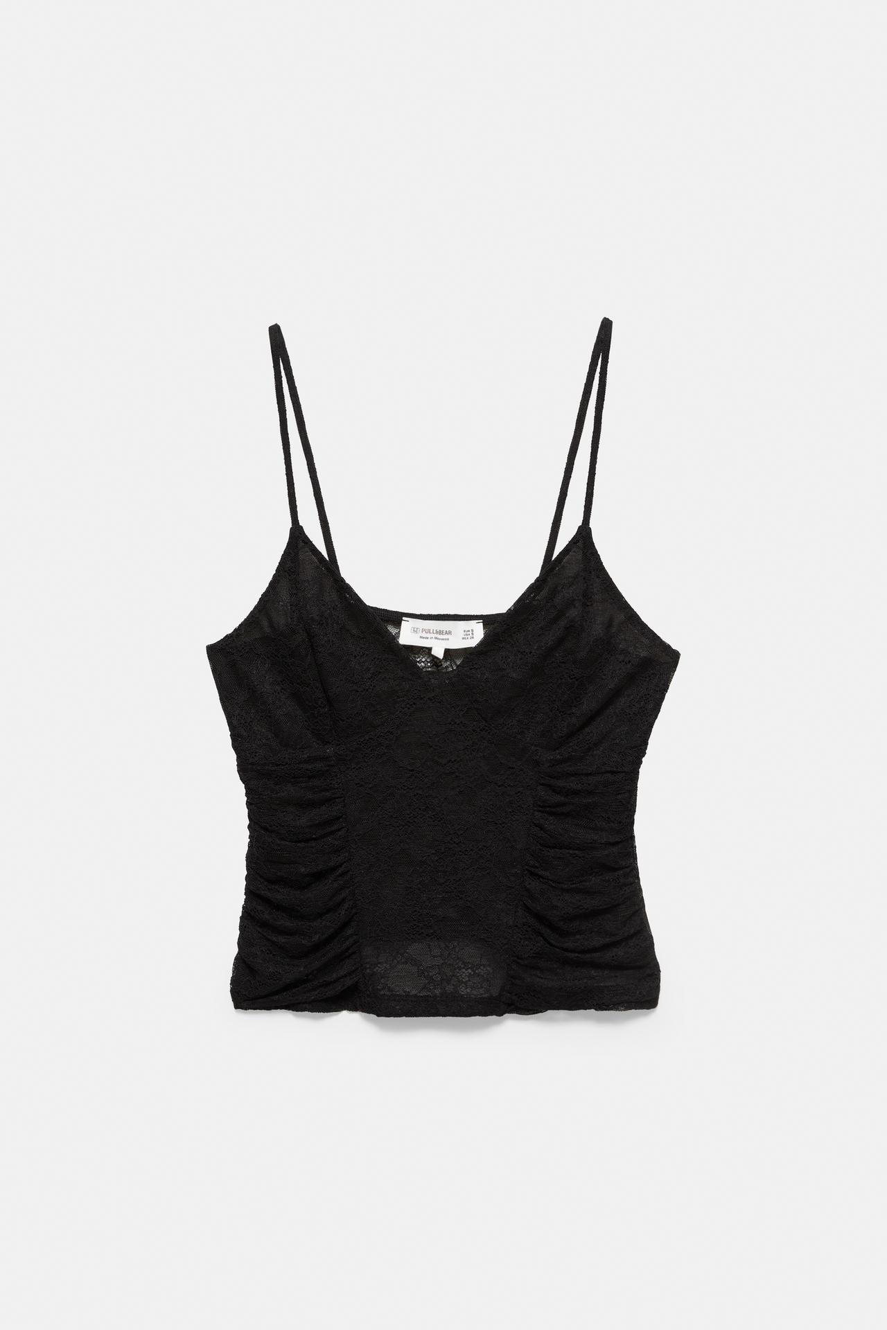 Lace corsetry-inspired top — Black
