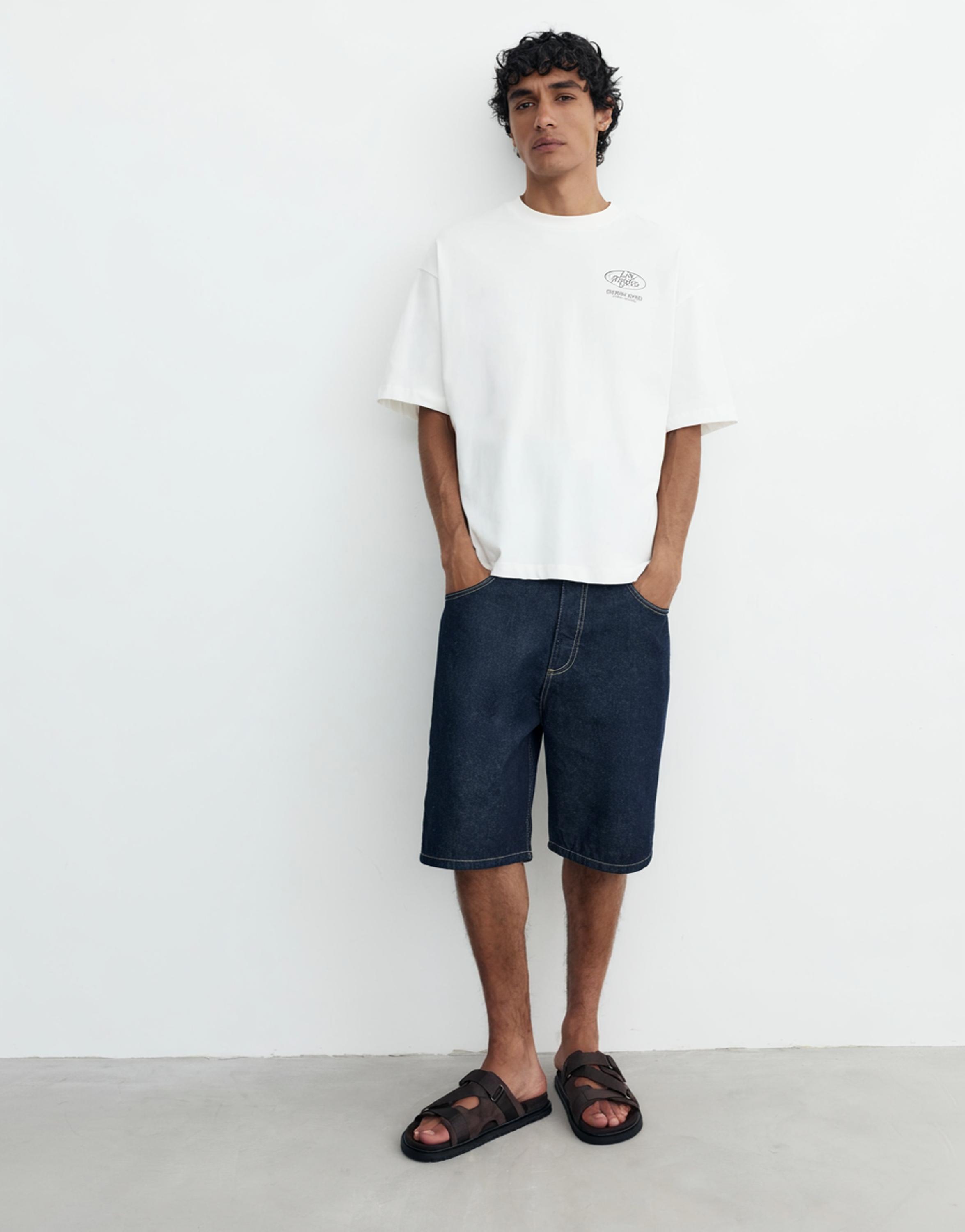 Los Angeles grafik baskılı relaxed fit Tişört - Görsel 8