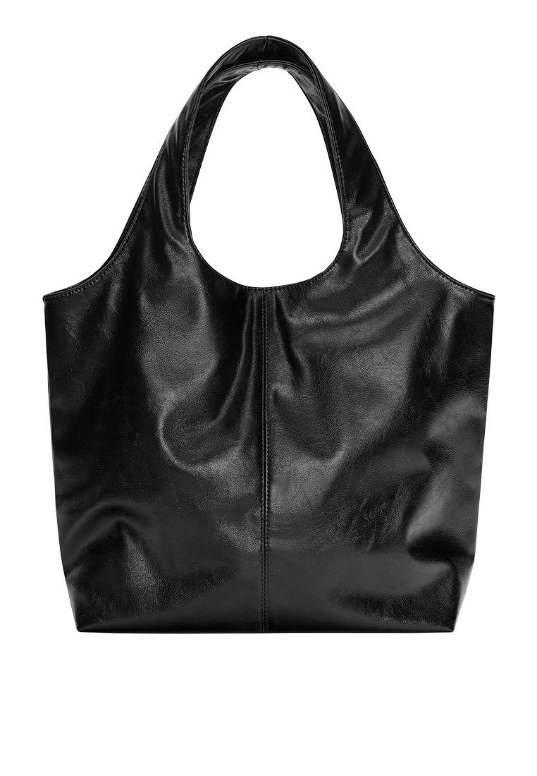 Faux leather shopper bag — Black