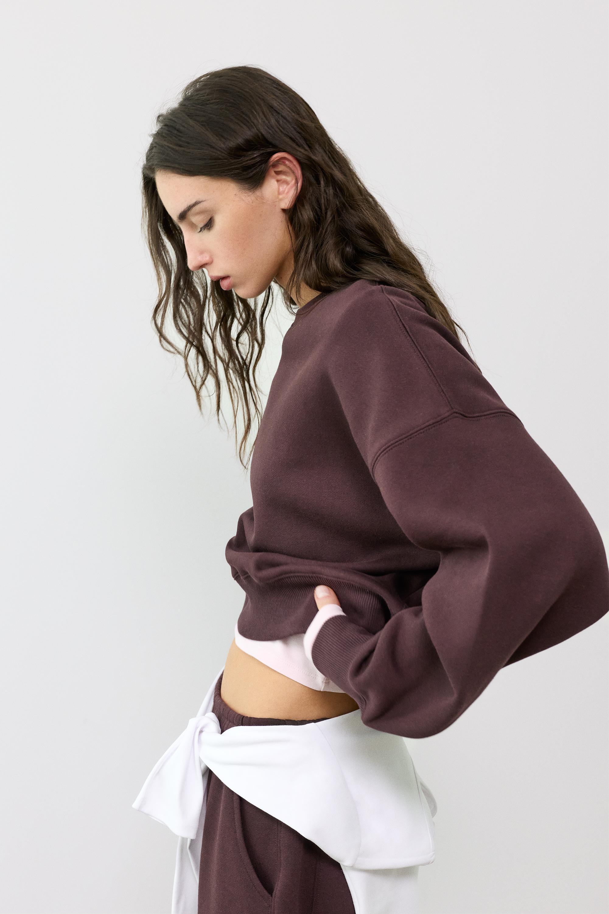 Round neck sweatshirt — Brown
