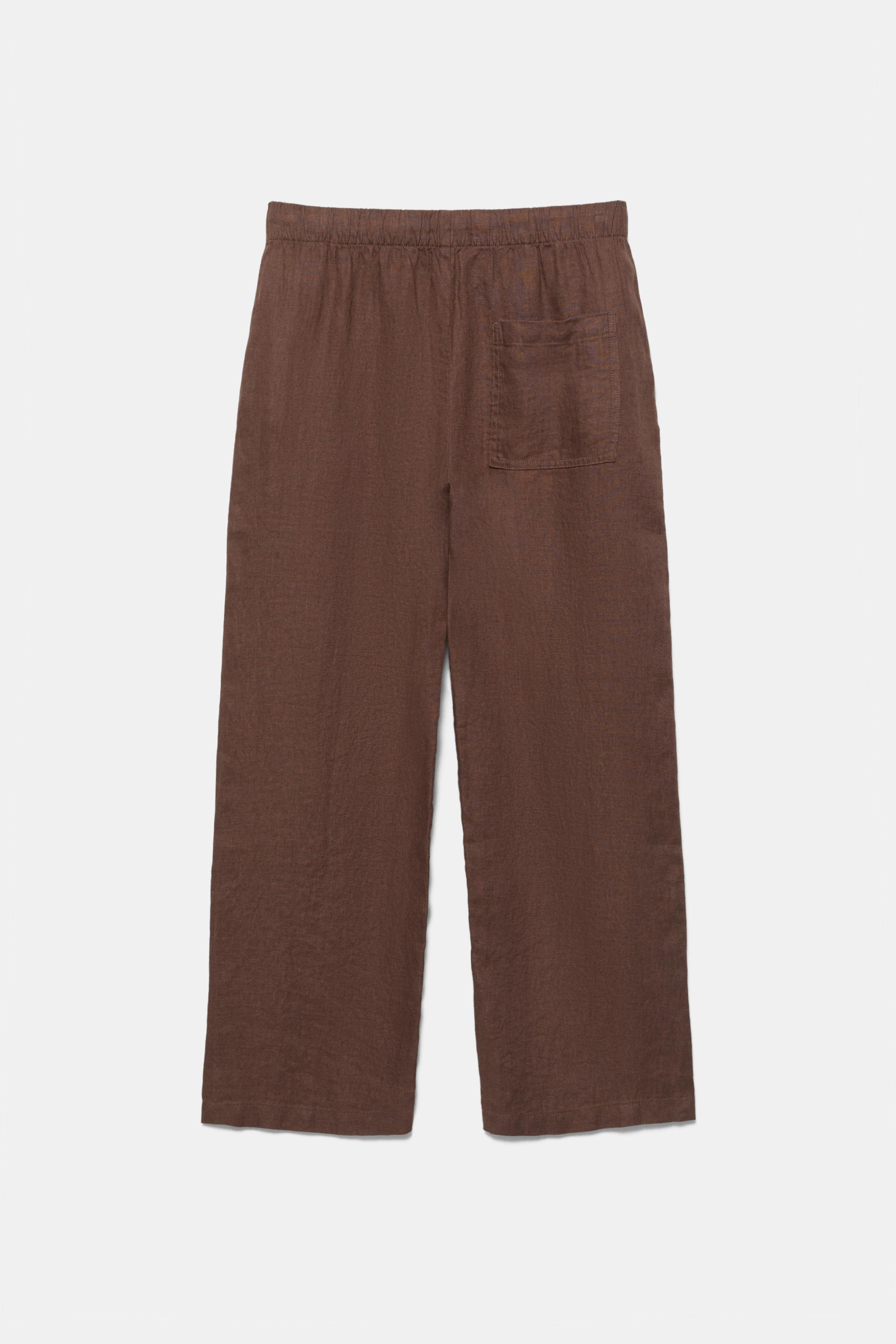 100% linen jogger trousers — Brown