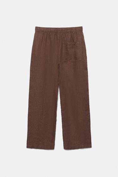 100% linen jogger trousers — Brown 8