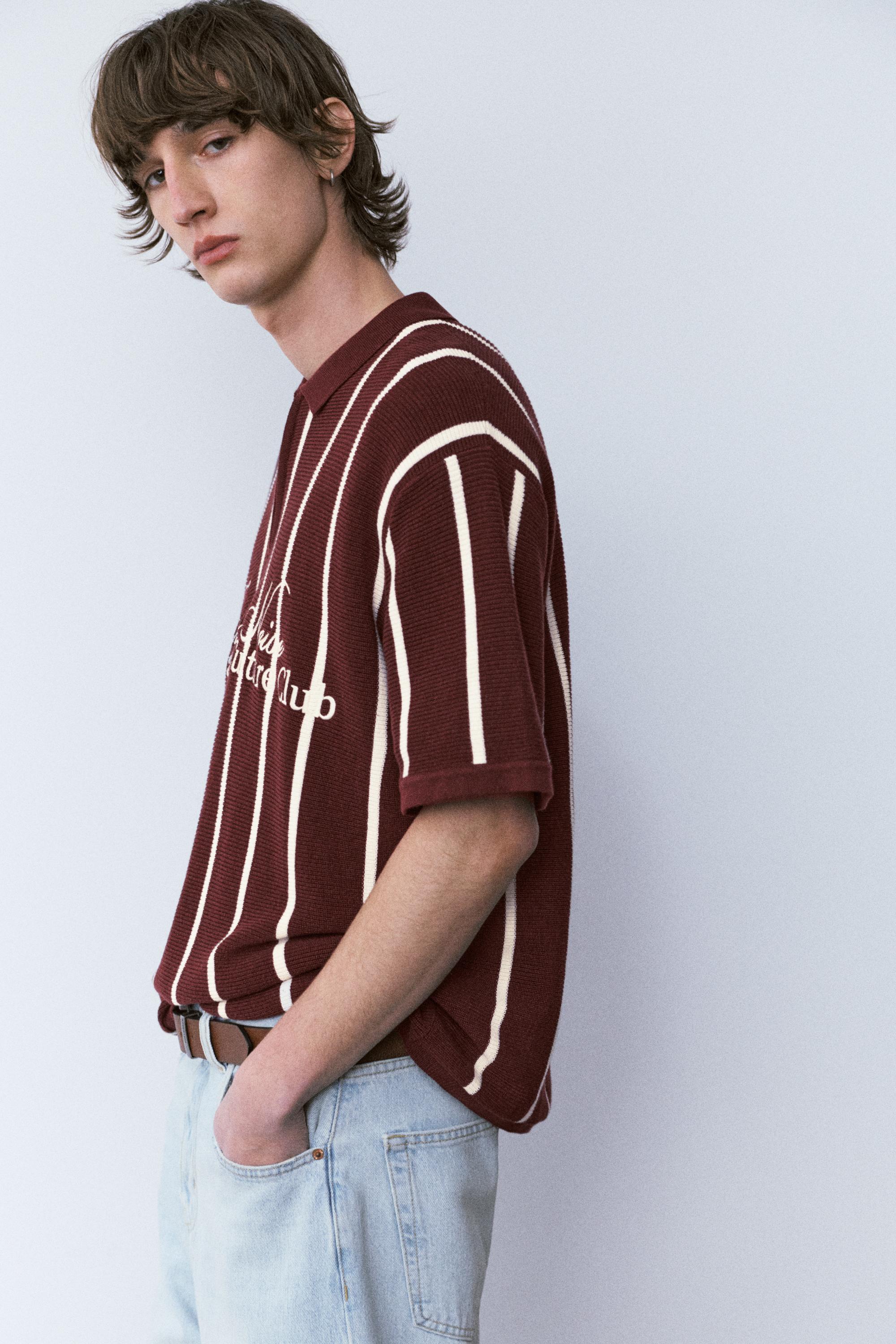 Fermuarlı çizgili triko polo - Görsel 8