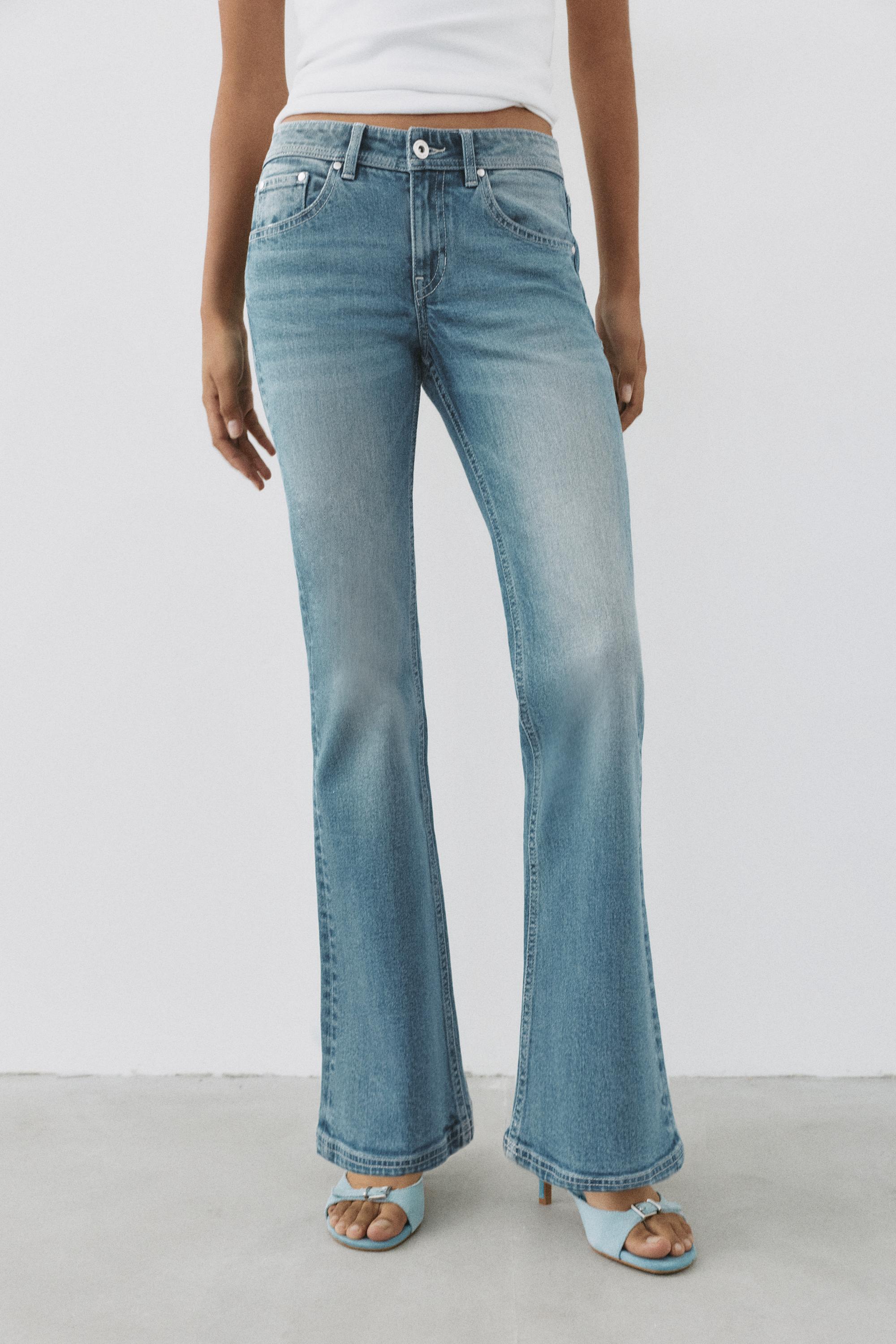 Low-rise boot-cut jeans — Greenish blue