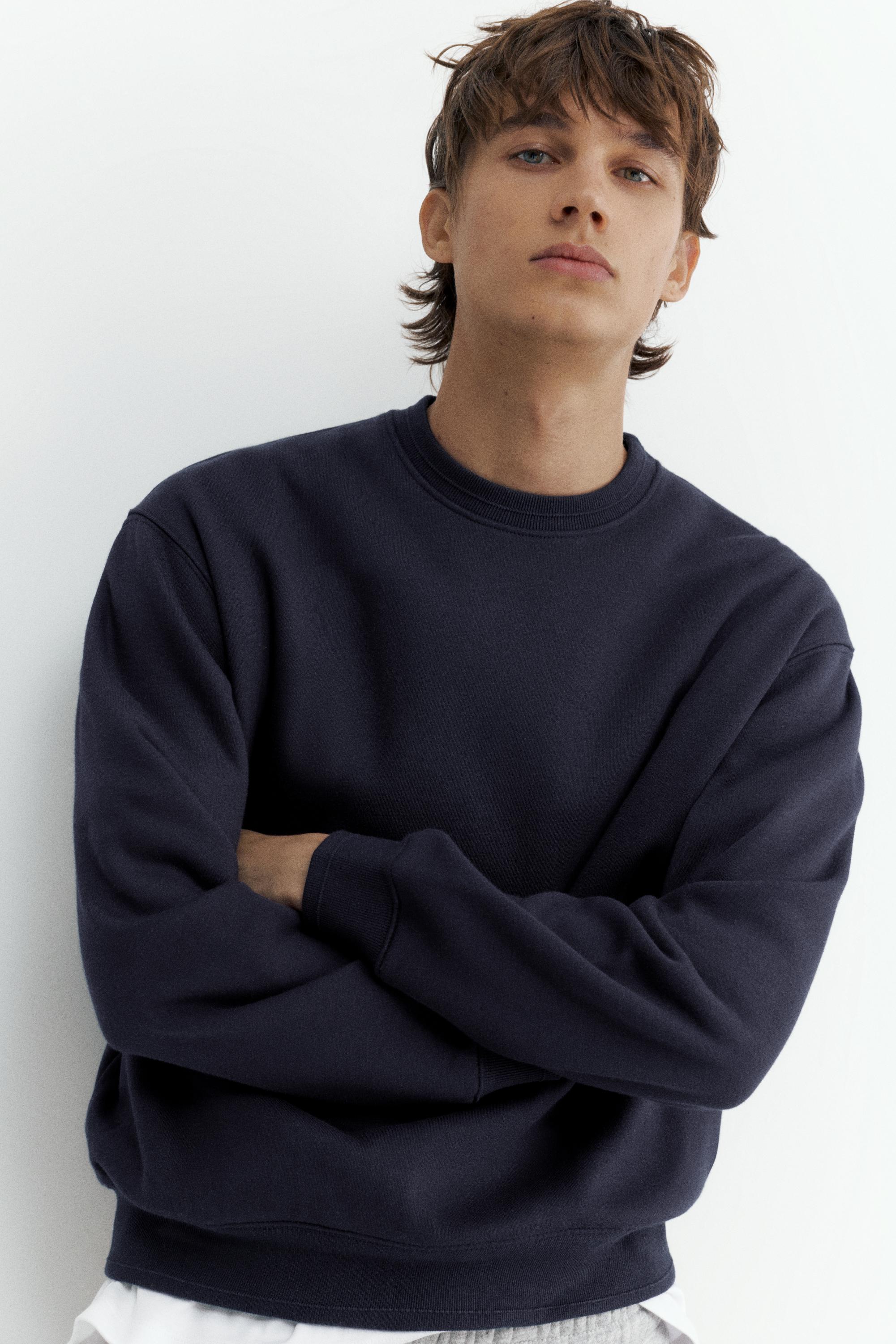 Relaxed fit round neck sweatshirt — Navy