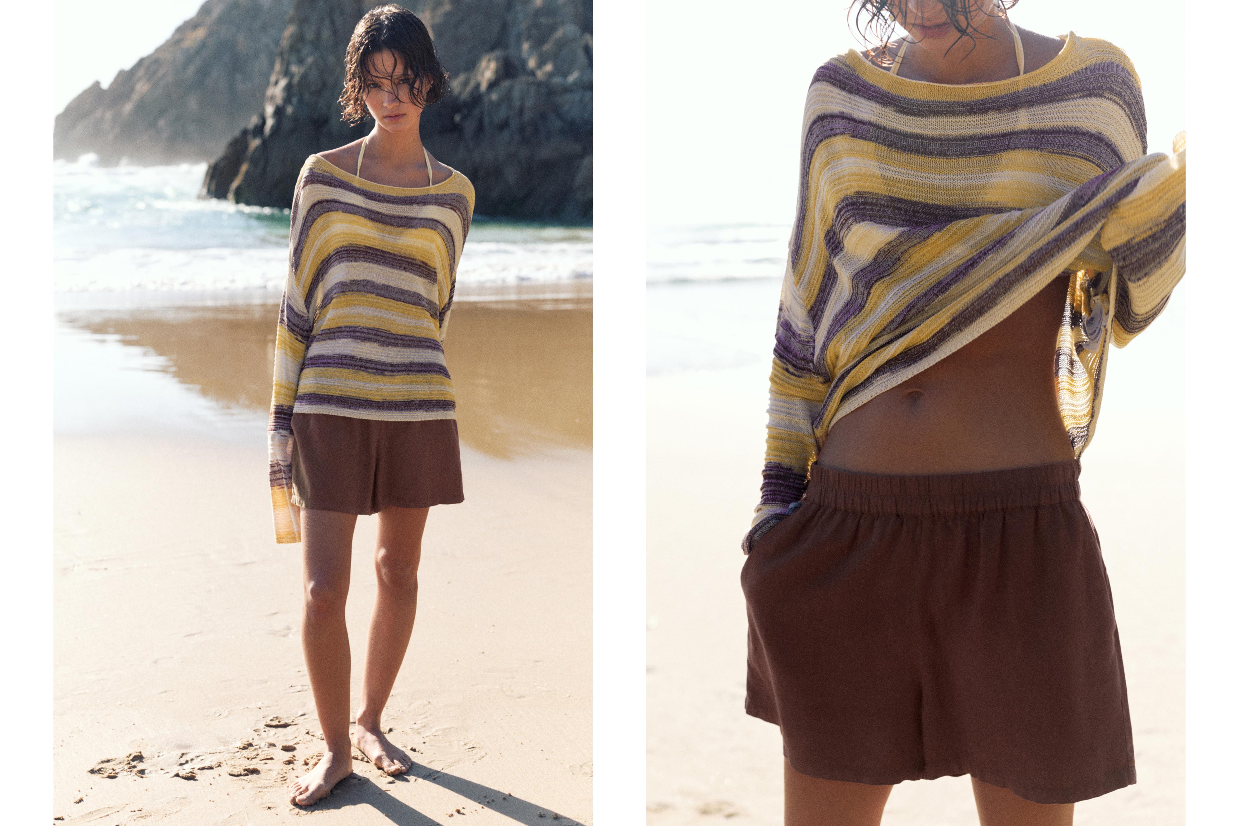 Space dye cutwork jumper — Yellow