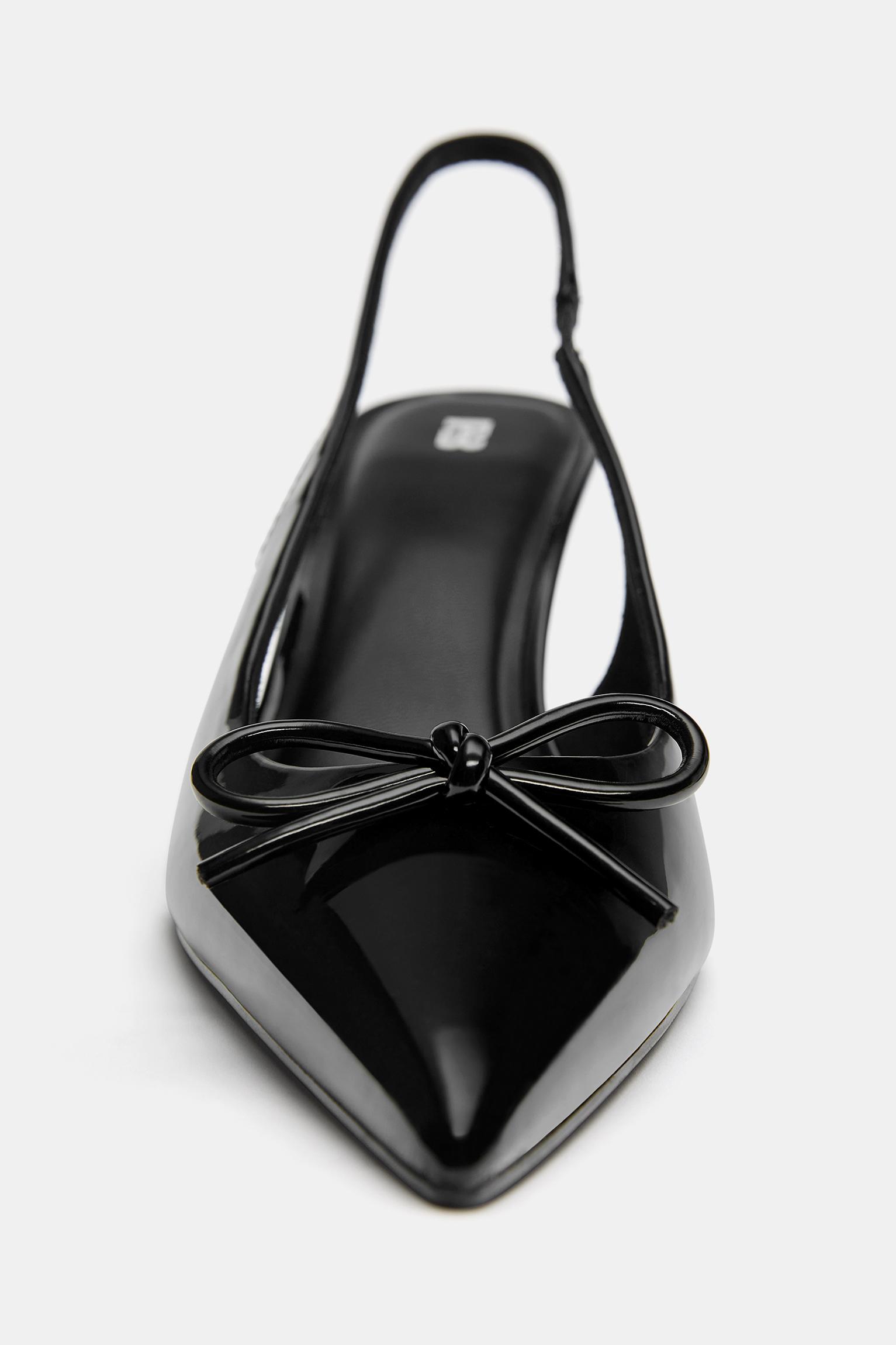 Patent high-heel shoes with bow — Black