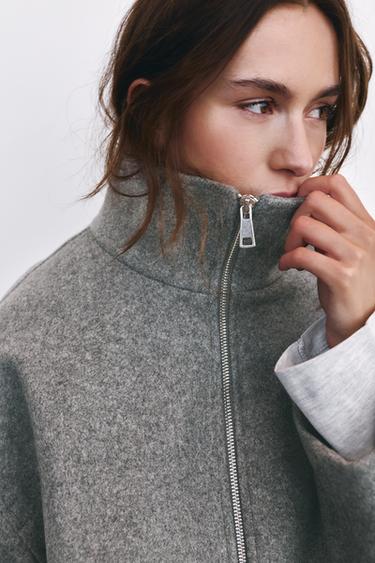 Wool-blend balloon bomber jacket — Anthracite grey 4
