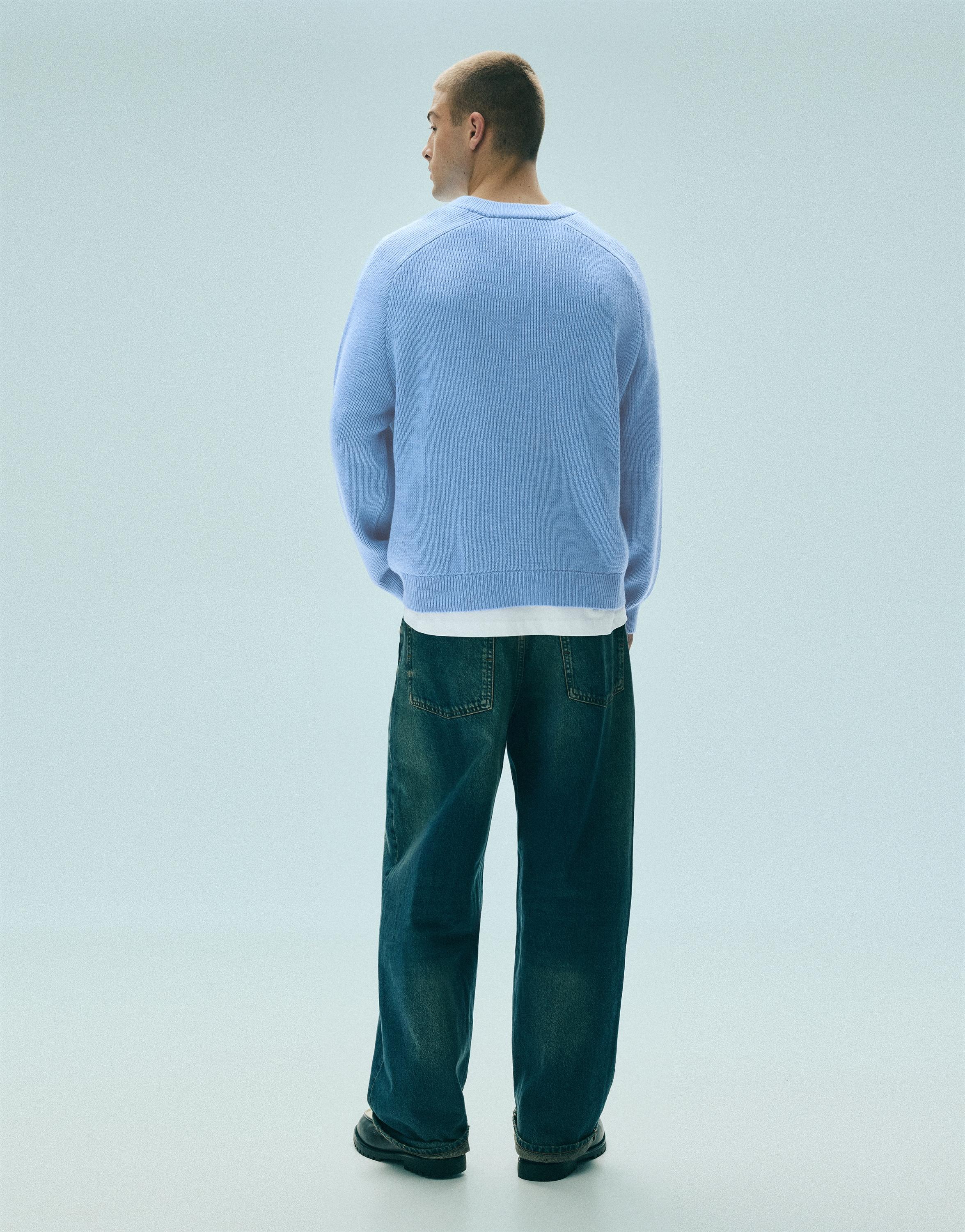 Pull&Bear Fitilli örgü V yaka kazak görsel 5